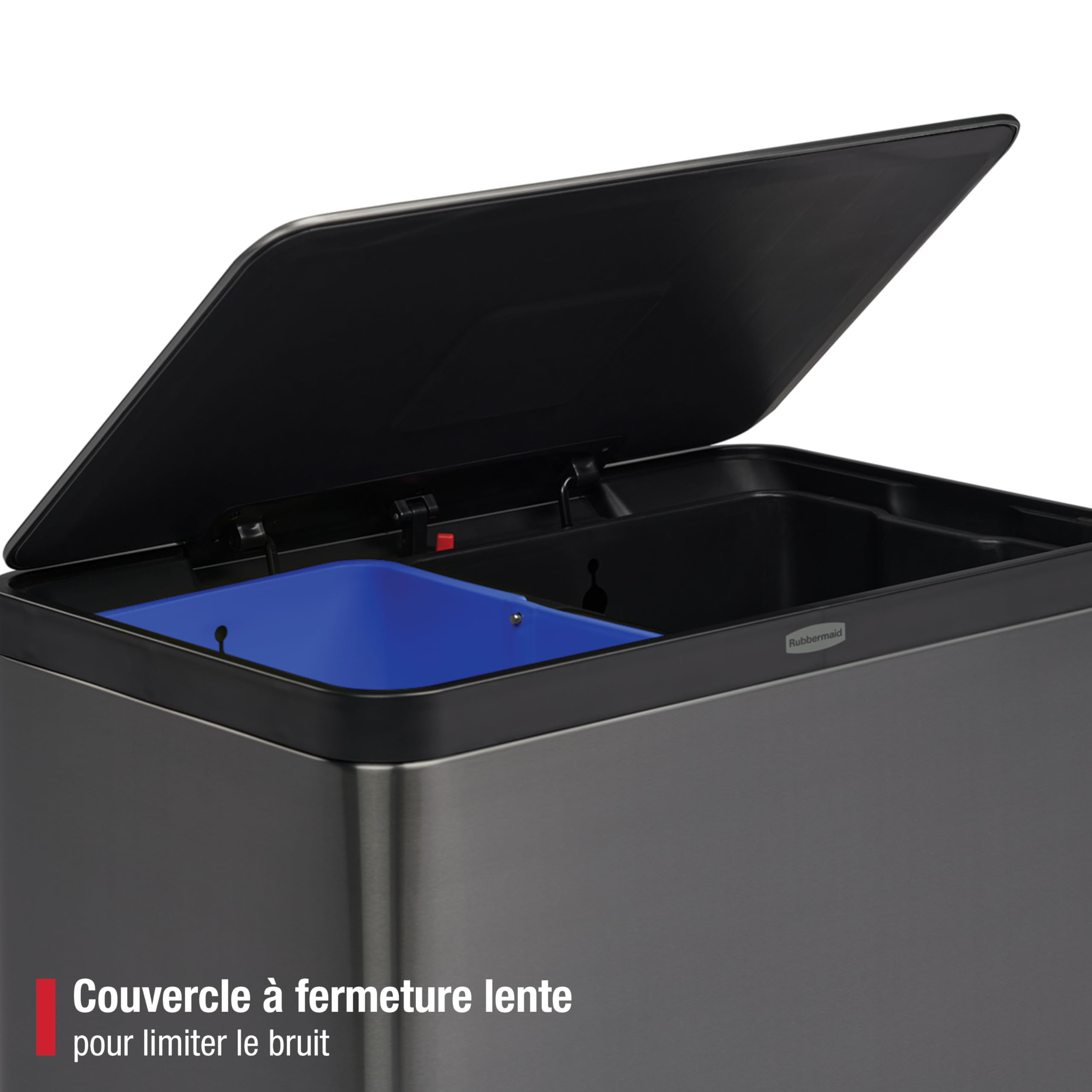 Rubbermaid Poubelle Double Flux Elite inox 60L Gris Charbon