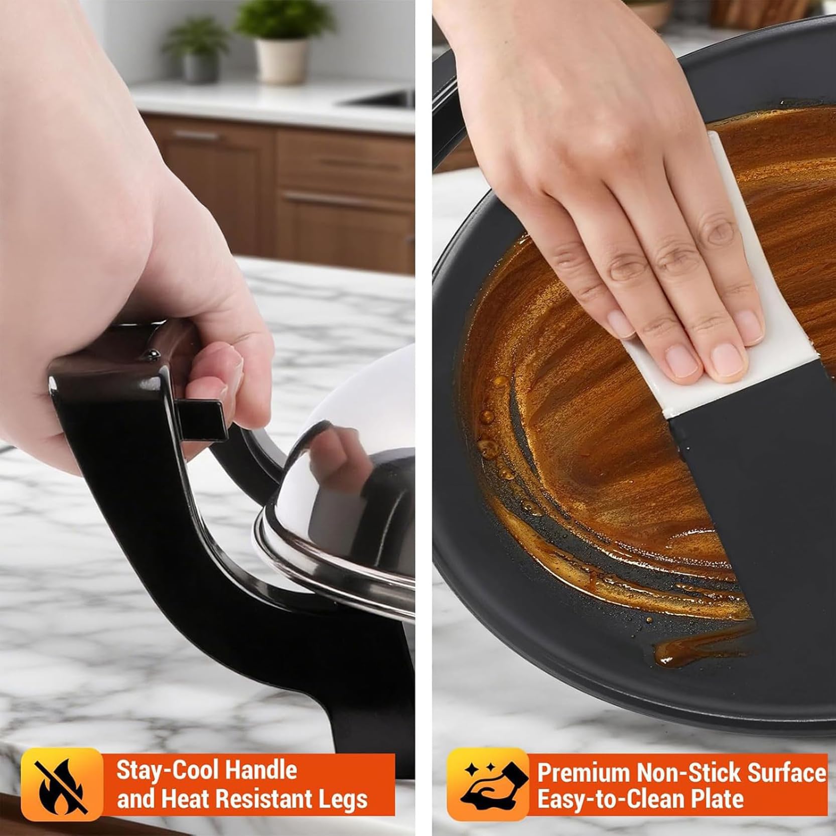 Crepe Maker Elettrico 1700W con Coperchio in Acciaio Inossidabile, griglia Antiaderente per injera e focacce, Display Digitale a Temperatura Regolabile
