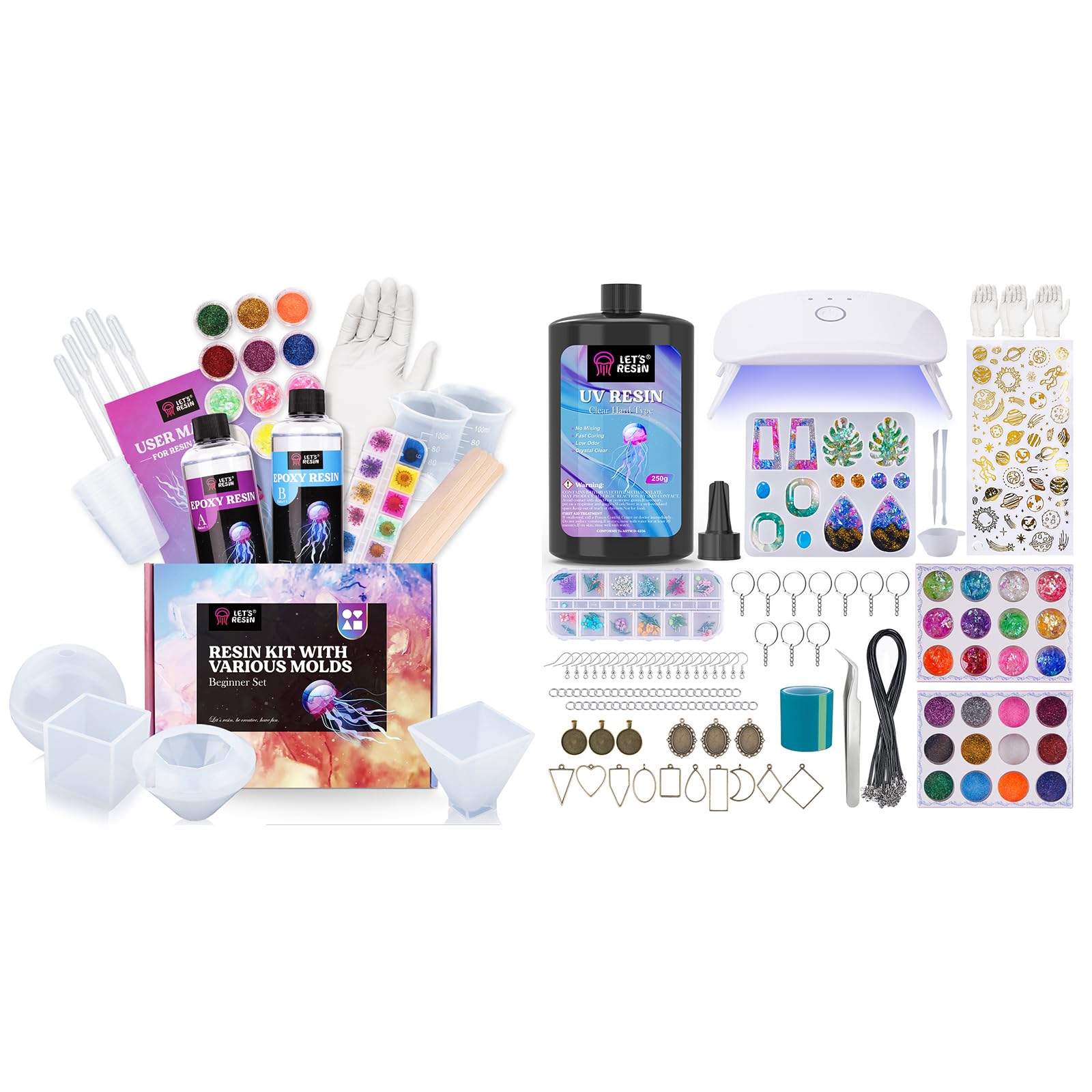 LET'S RESIN UV Resin Set mit UV Lampe + Epoxidharz Set Anfänger