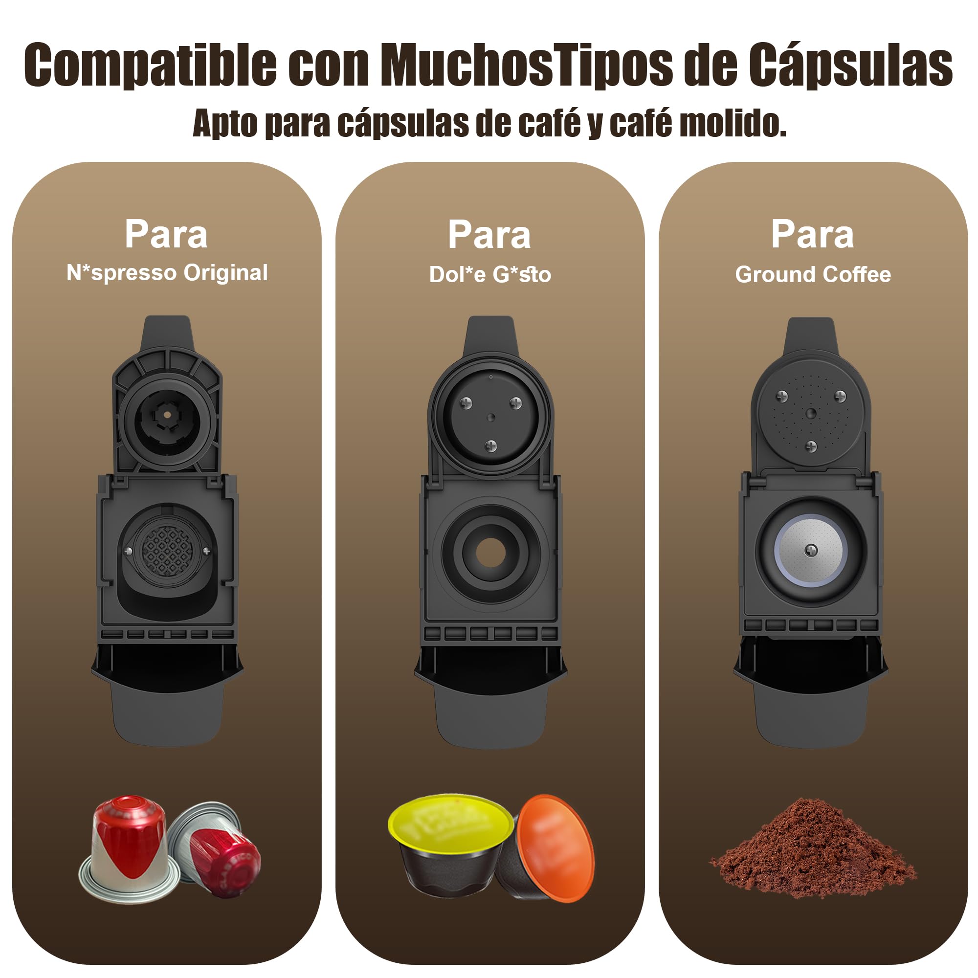 Cafetera de cápsulas 3 en 1 para Nespresso Original/para Dolce Gusto/polvo, compacta y ahorra espacio, 600 ml (ST-551)