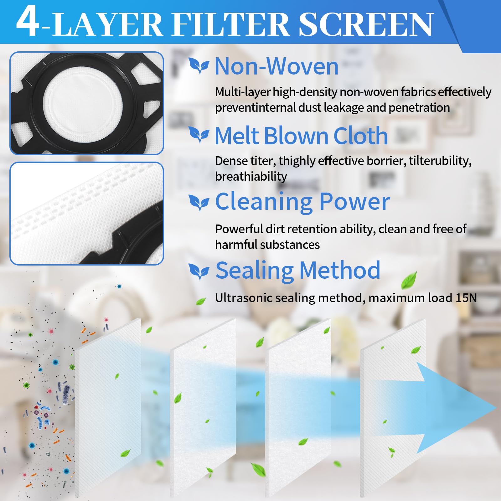 ROELLY Lot De 8 Sacs Aspirateur Microfibre 5 Couches Pour Kärcher WD4 WD5 WD6 MV4 MV5 MV6 – Filtration 99,99% & Grande Résistance