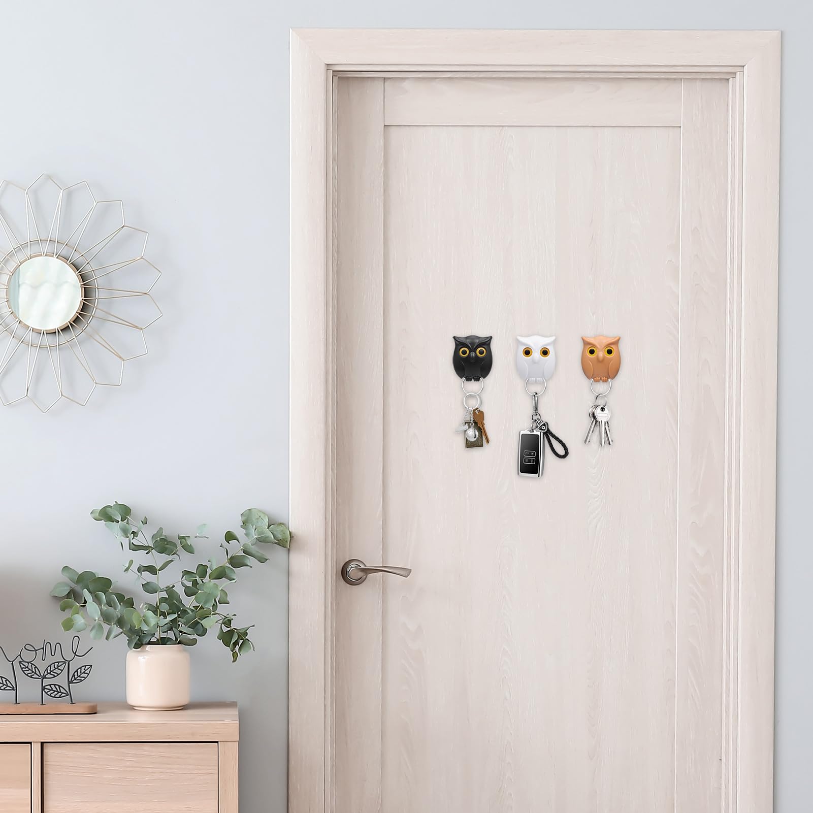 3 Portachiavi A Muro A Forma Di Gufo - Con Occhi Che Si Aprono/Chiudono, Design Divertente - Foto 7
