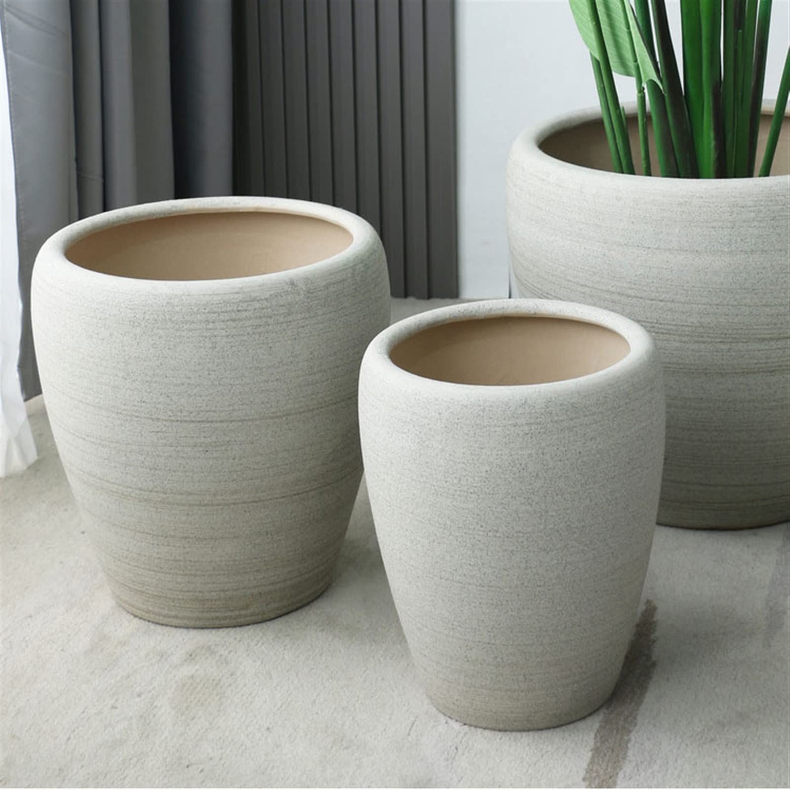 Wewnętrzne doniczki na rośliny, pojemniki na rośliny, okrągłe doniczki ogrodowe do użytku wewnątrz i na zewnątrz, dekoracyjne doniczki ceramiczne, duże doniczki ogrodowe z otworami drenażowymi,