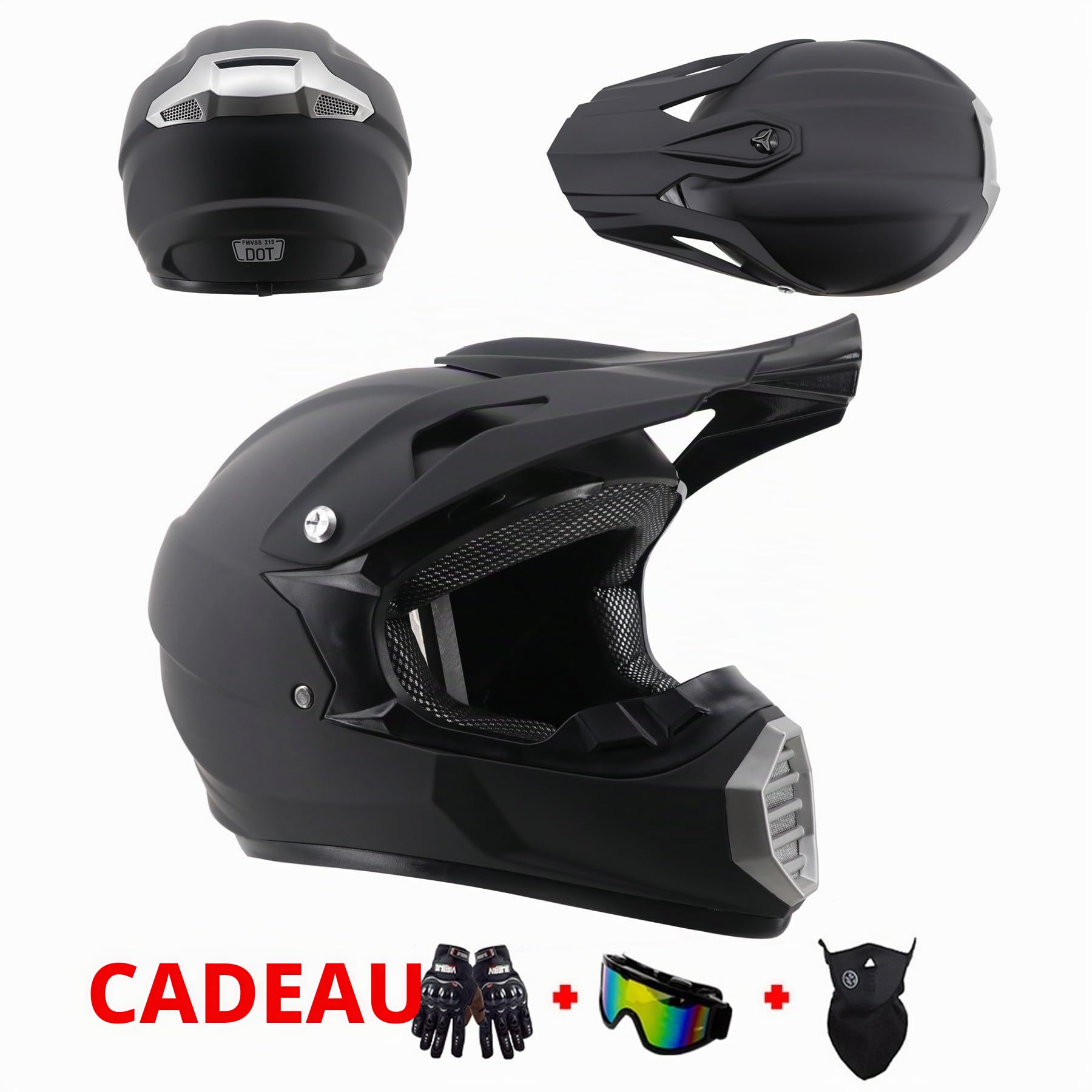Casque Moto Cross Adulte, Casques Motocross Homme Et Femme Set, Jeunesse Casques Intégraux AVT MX Casques Moto De Cross Enfants Quad Bike Vélo De Montagne, avec Goggle Gants Masque
