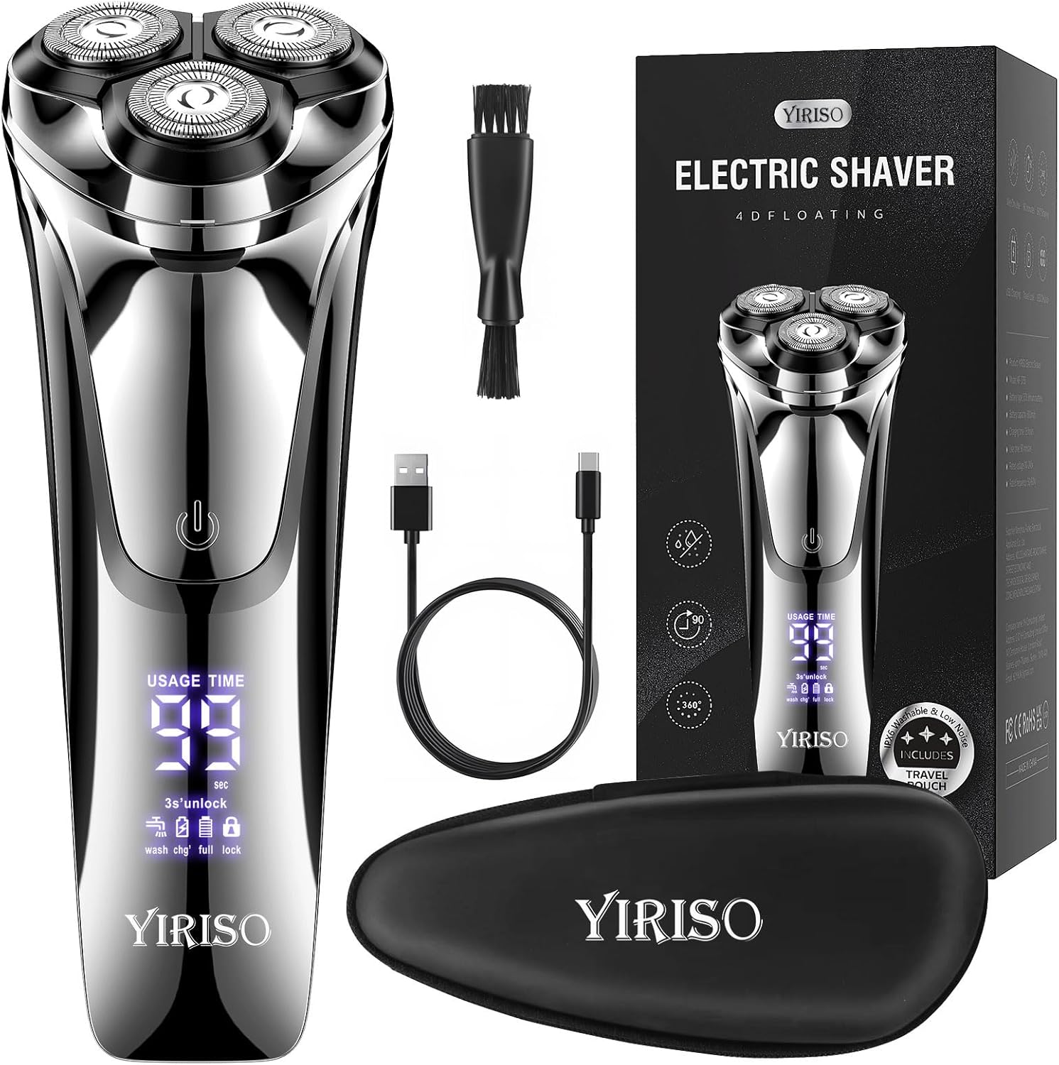 Electric Razor for Men, Men’s Electric Shavers, Wet & Dry Shaver with Pop-up Trimmer, USB-C Rechargeable Waterproof Portable Shaver with LCD Display/Travel Organizer/Travel Lock Ideal Men Gift Electric Razor for Men, Men’s Electric Shavers, Wet & Dry Shaver with Pop-up Trimmer, USB-C Rechargeable Waterproof Portable Shaver with LCD Display/Travel Organizer/Travel Lock Ideal Men Gift