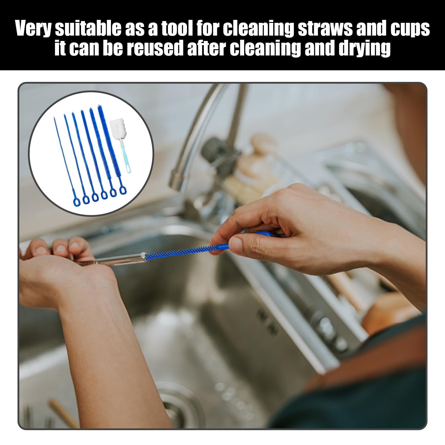 6 Blu Spazzola di Paglia E 1 Tazza di Spazzola, Tazza di Acqua Multifunzionale Spazzola di Pulizia, Tubo di Nylon Pennello, Home Office Accessori per La Pulizia.