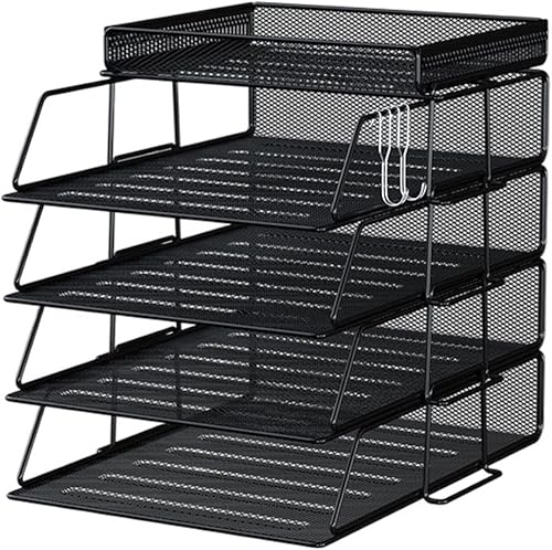 Revistero Archivador Revistero Carpeta Titular Escritorio de Oficina Archivador, Organizador de Escritorio de Metal de Malla Apilable, Organizador