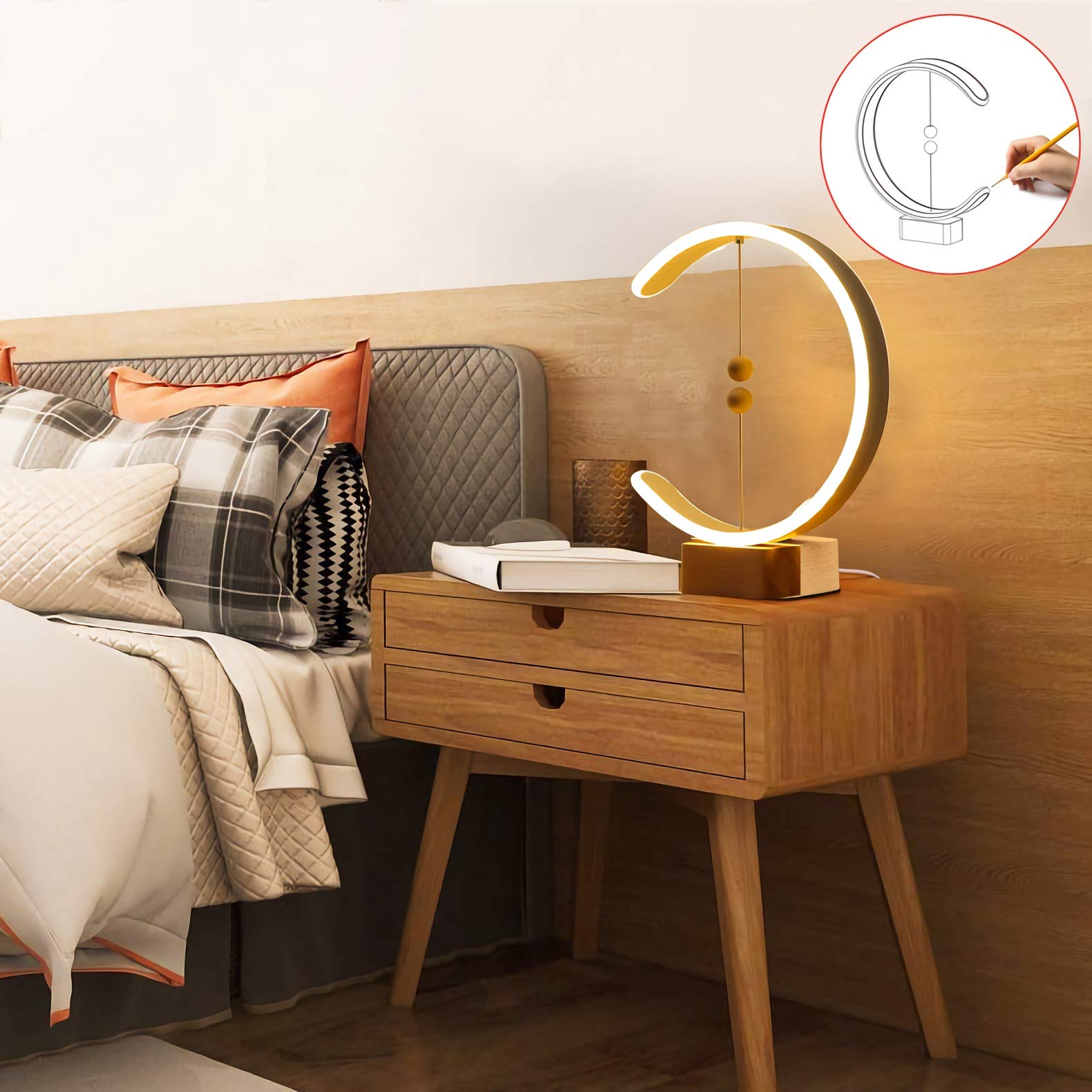 Lampa balansowa Heng, mała lampa biurkowa LED, inteligentne zawieszenie magnetyczne balans światła, kreatywna lampka nocna LED lampa stołowa do sypialni prezent urodzinowy w biurze