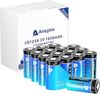 CR123A 3V Lithium Battery 1650mAh, 123A Lithium Batteries 10 Years Shelf Life CR123 3 Volt High Power CR17345 CR17335 Non-Rechargeable | Ultra-Compatible (16 Pack)