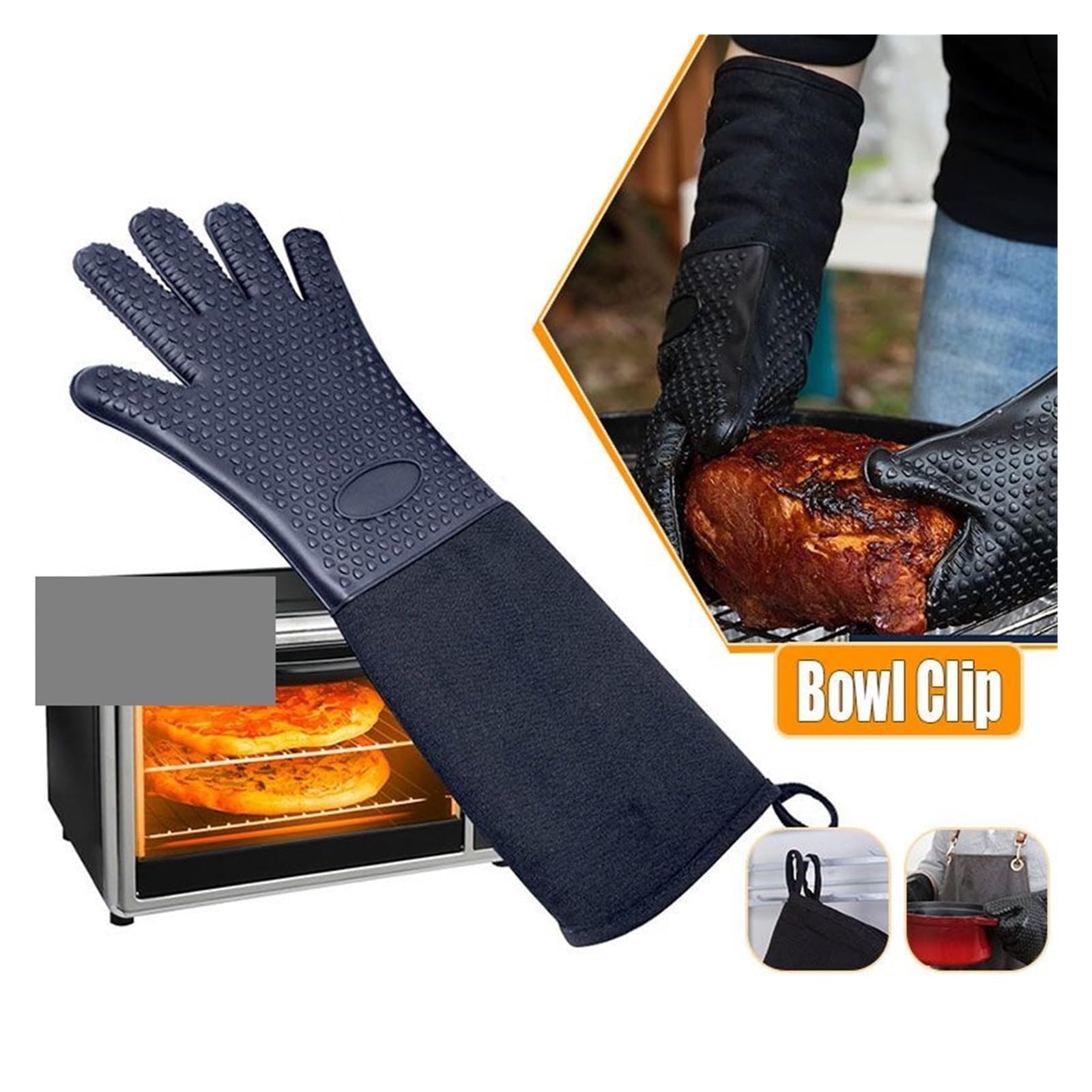 Compatible con Guantes de Horno Silicona Extra Largos Forro Acolchado, Herramientas duraderas Resistentes al Calor for Hornear Parrilla(50cm)