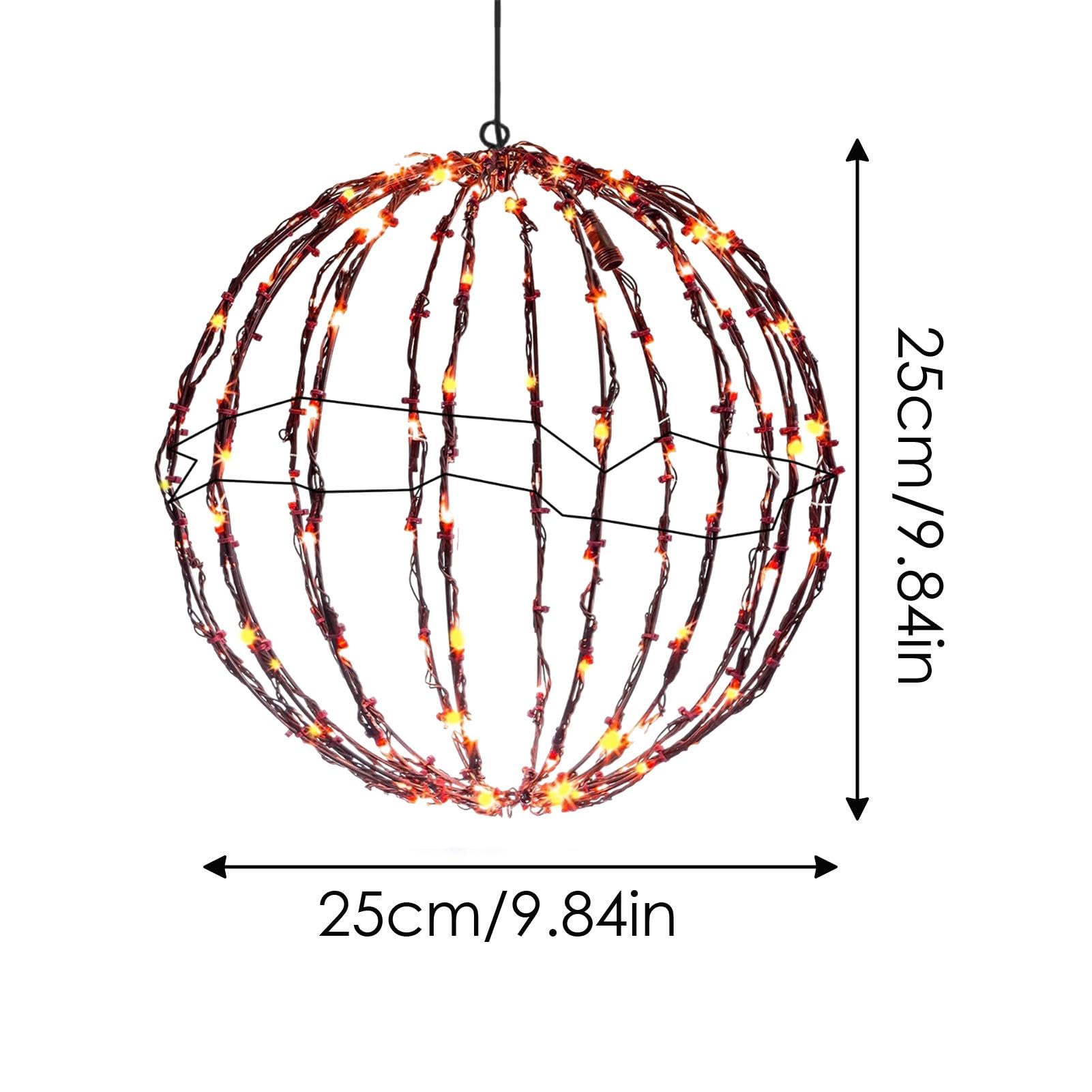 Luci a Sfera LED di Natale, Luce Sospesa Esterna, Metallo Pieghevole per Giardino, Globi Luminosi per Casa e Feste