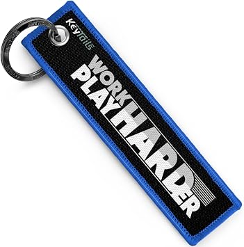KEYTAILS Keychains, Premium Quality Key Tag for Snowmobile, Sled [Work Hard Play Harder]