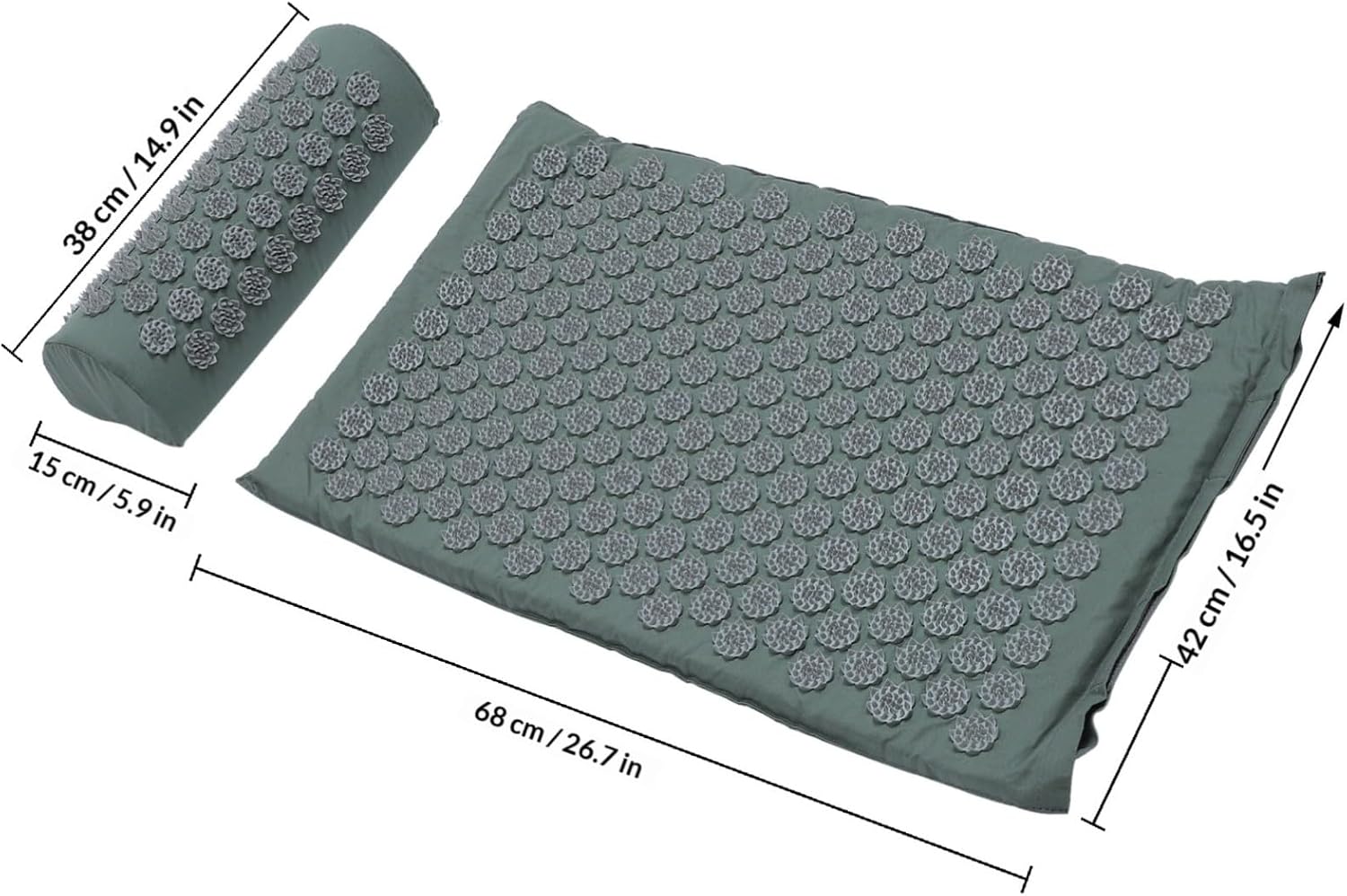 2Pcs Foldable Acupoint Massage Mat and Pillow with Breathable Abs Cotton Material Lightweight and Washable Yoga Massage Kit for Full Body Muscle Soreness Relief and Relaxation
