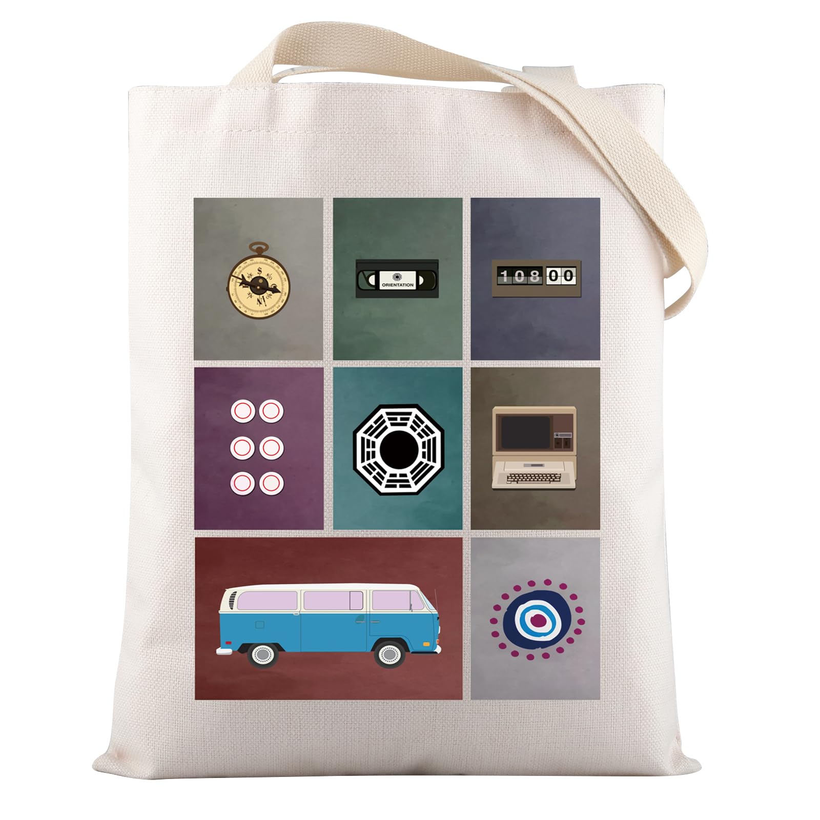 VAMSII TV Show Merchandise TV Show Lover Tote Bag Dharma Initiative Inspired Gifts for Fans Eight Sign Figure Gift