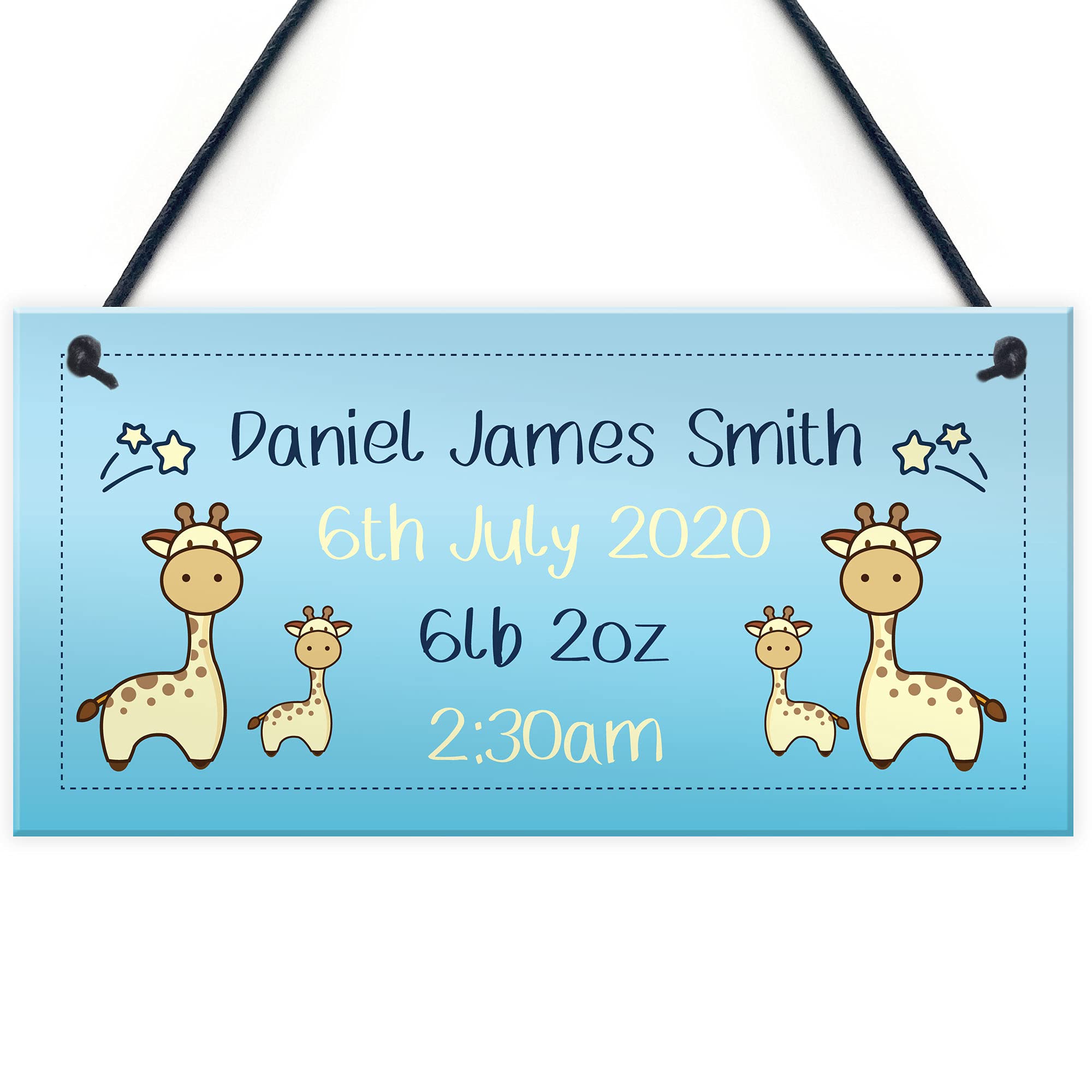 Baby Boy Nursery Sign Birth Details PERSONALISED Newborn Baby Gift Keepsake