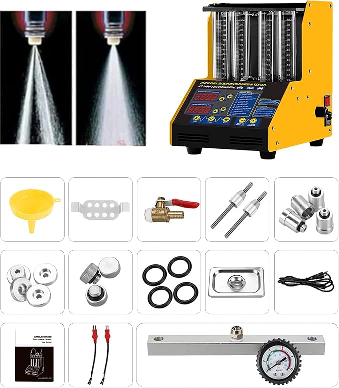 Fuel Injector Cleaner & Tester Automotive 4 Cylinder Ultrasonic Wave