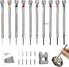 Xiciki 10 Pièces Tournevis De Montre, Kit Tournevis Horlogerie et Lunettes, Mini Tournevis De Précision 0,6-2,0 mm, Tournevis Montre avec Démagnétiseur pour Montres, Lunettes et Bijoux