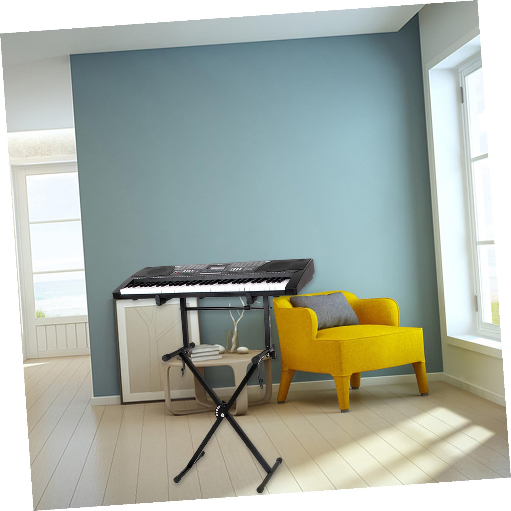 SOLUSTRE Soporte Aleatorio Reforzadas Teclado Electrónico para Doble Patas de Estilo Hierro Goma , Fácil Instalación Protección y Piano Digital en Estudios y Escenarios
