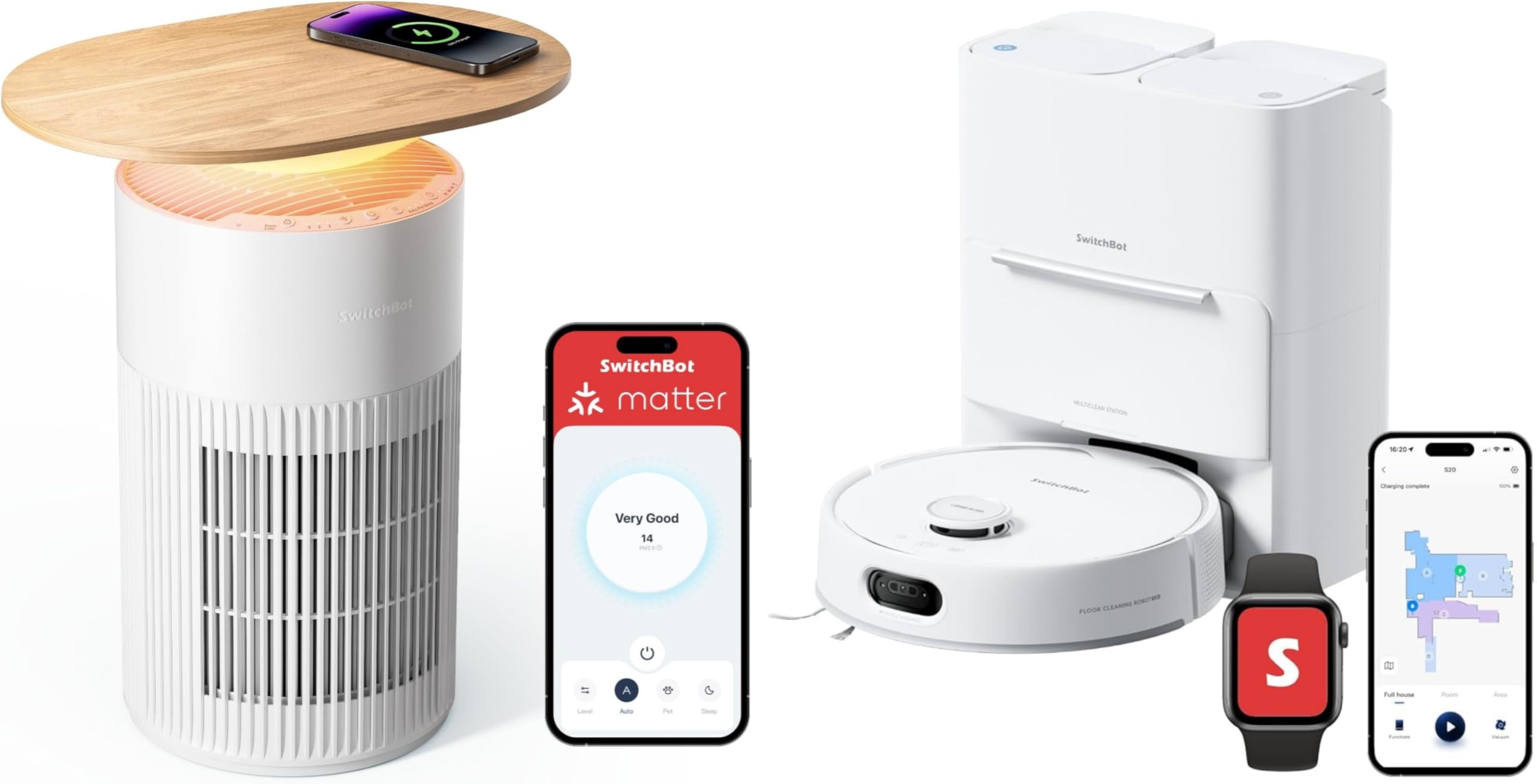 SwitchBot Air Purifiers Table and S20 Robot Vacuum