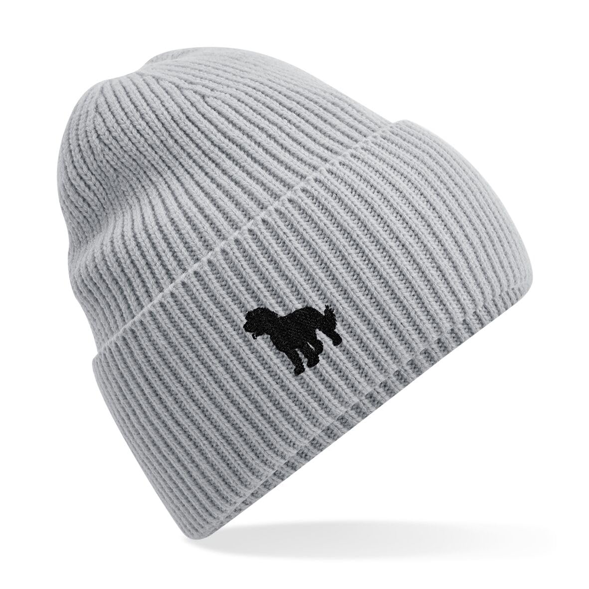 The House Of Dog: Cockapoo Owner Gift. Oversized Cuffed Beanie Ski Hat. Grey