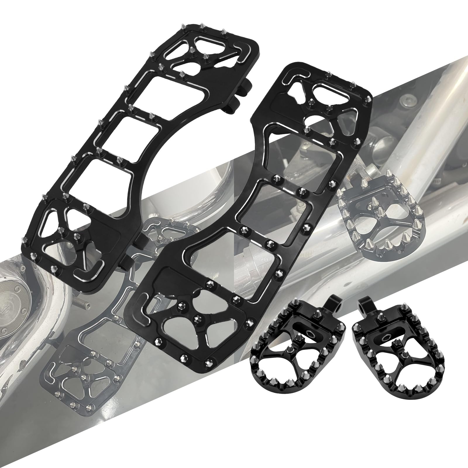Set pedane per moto, pedane anteriori e posteriori per conducente, pedane MX Wide Offroad CNC Fit per Harley Touring Road Glide Electra Glide Street Glide Softail Dyna nero
