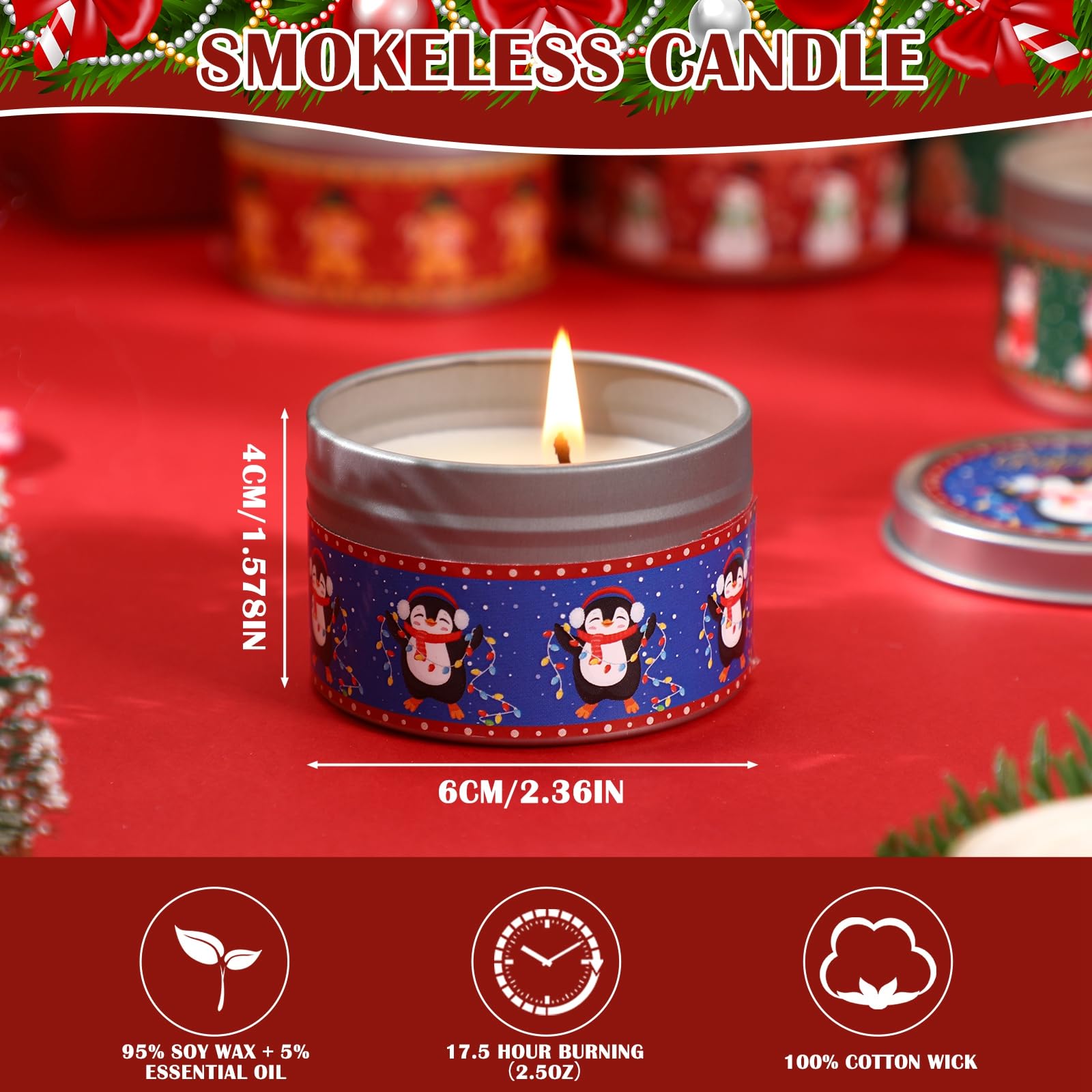 Conelist Juego de 12 velas perfumadas de Navidad de 12 días, calendario de Adviento, velas de cera de soja de 2.5 onzas, regalo de Navidad, regalo de cumpleaños para mujeres, decoración de vacaciones