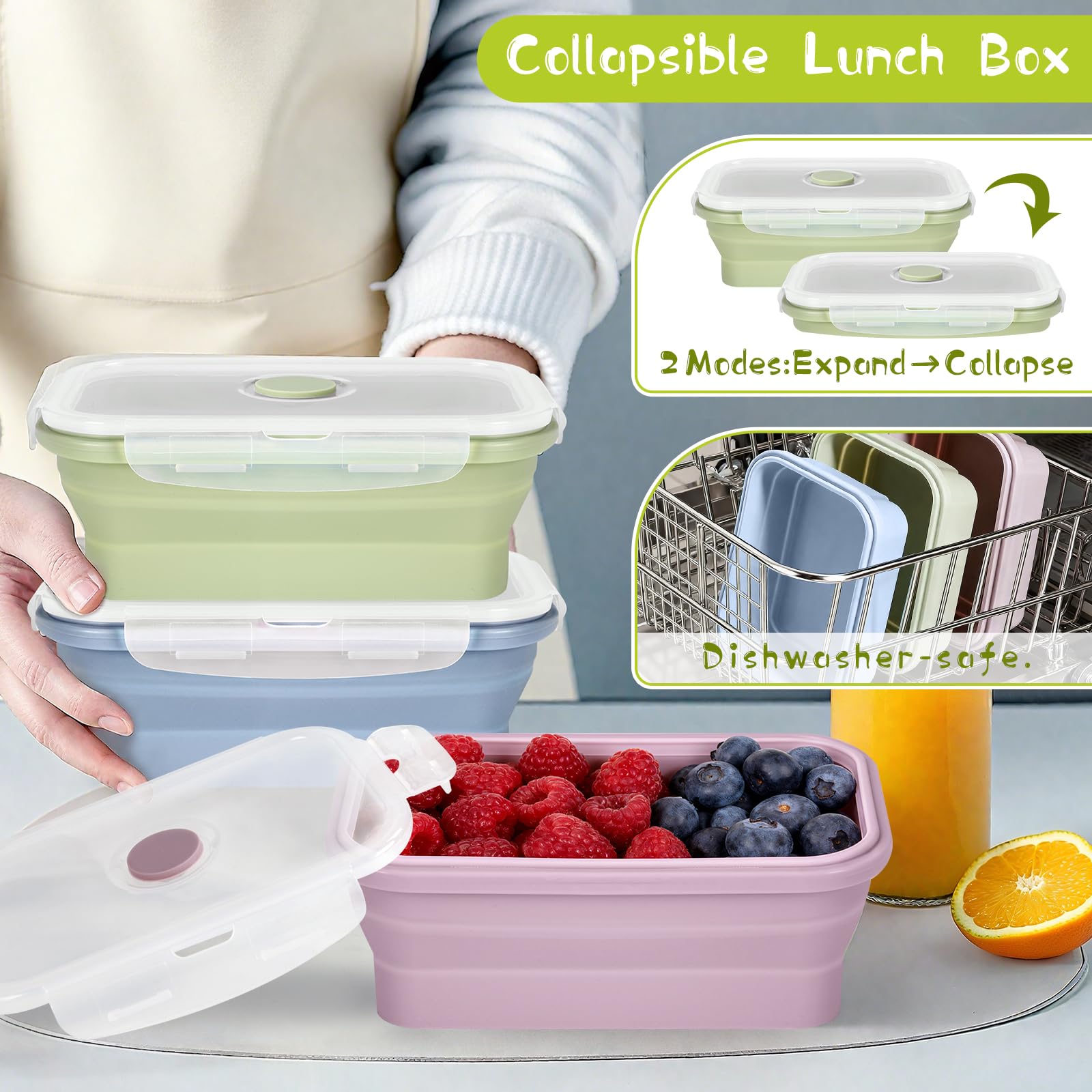 Opvouwbare lunchbox van siliconen - online kopen? | Korting tot 23