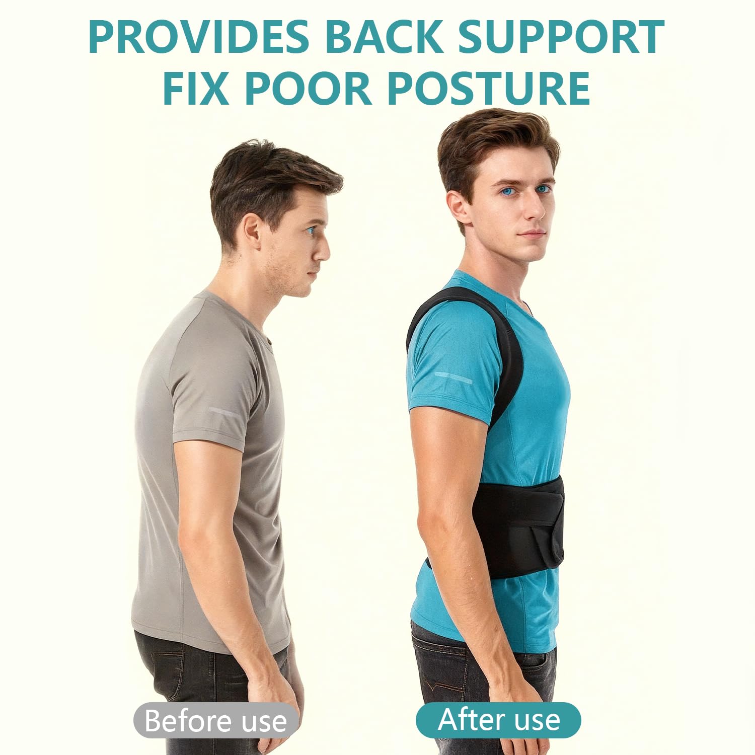 Upgraded Back Brace Posture Corrector, Adjustable Support for Men & Women, Full Back Straightener for Upper & Lower Back Pain Relief, Hunchback, Scoliosis Hunchback Spine Corrector(L)