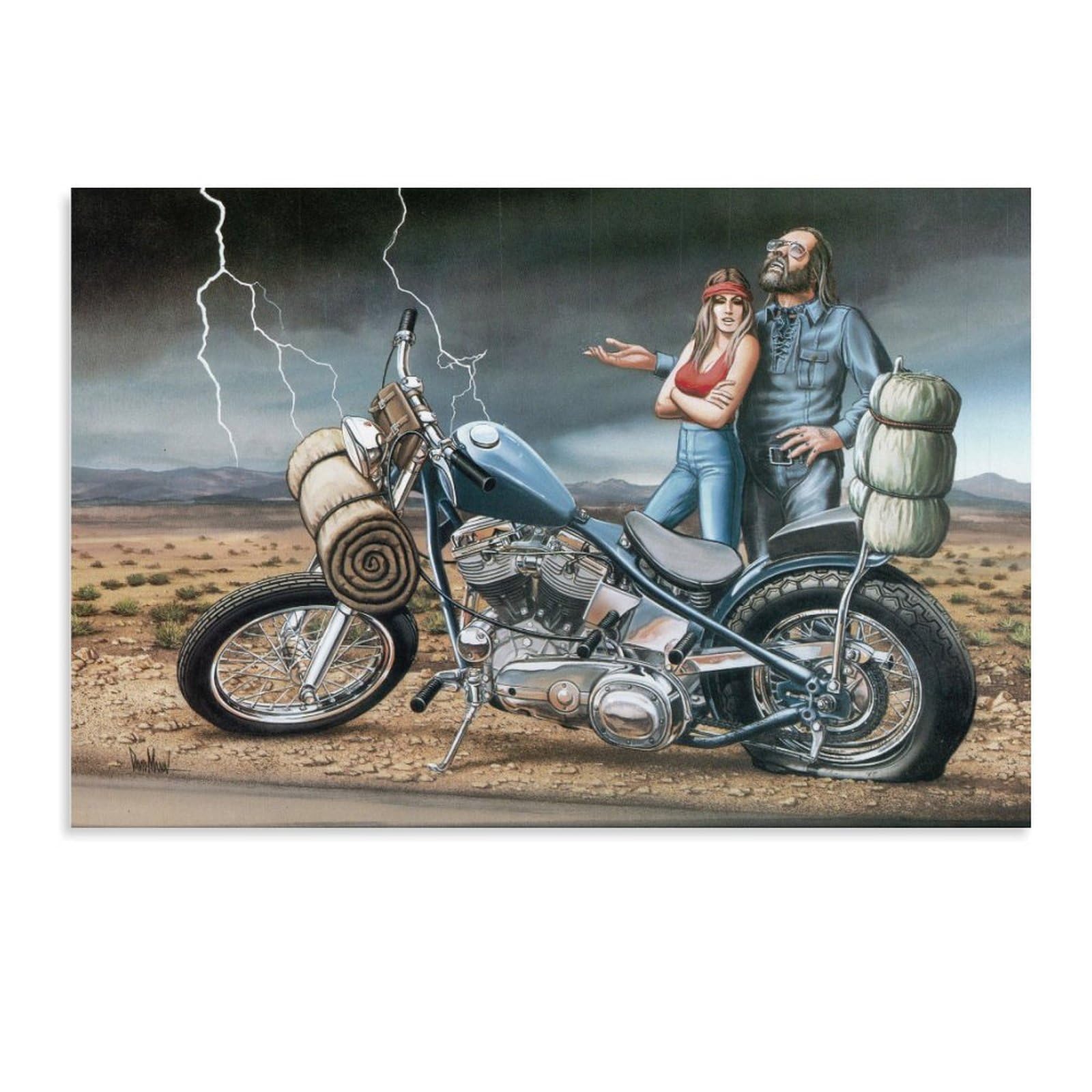 Amazon.com: COBSLIN David Mann Motorcycle Art Poster Aesthetic