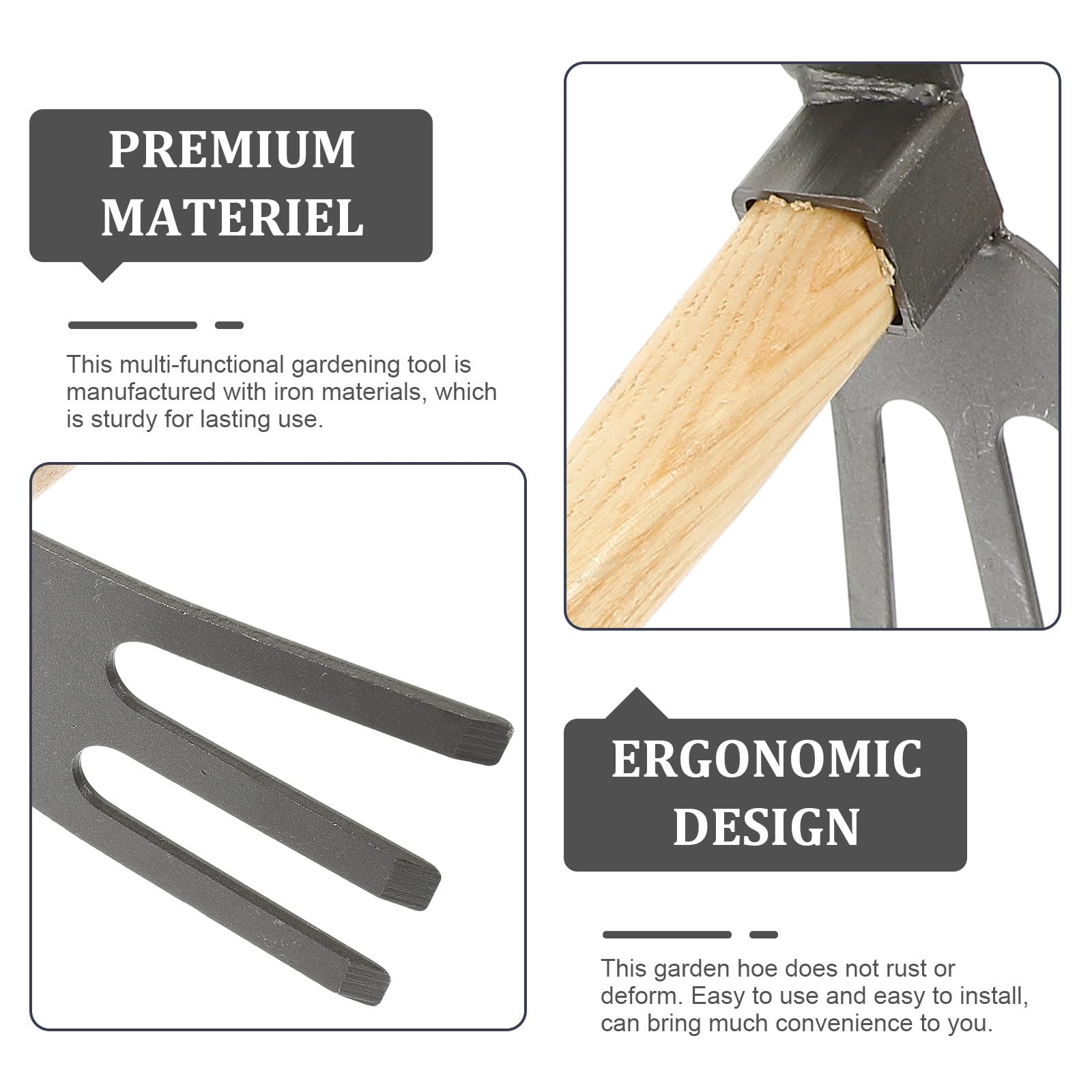 DOITOOL Set 2 Pezzi Attrezzi per Orto Piccola in Acciaio Manganese e Manico in Legno, Antiscivolo per Giardinaggio All'aperto