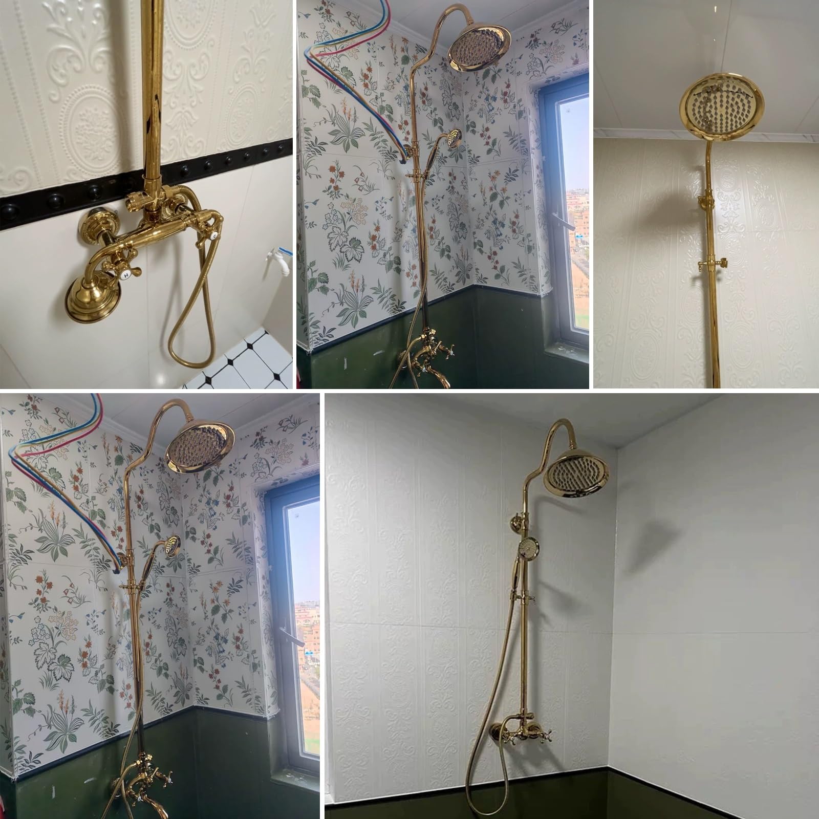 Regulowana kolumna prysznicowa 70-120 cm szczotkowany złoty zestaw prysznicowy montowany na ścianie system prysznicowy z mieszaczem mechanicznym luksusowa armatura łazienkowa
