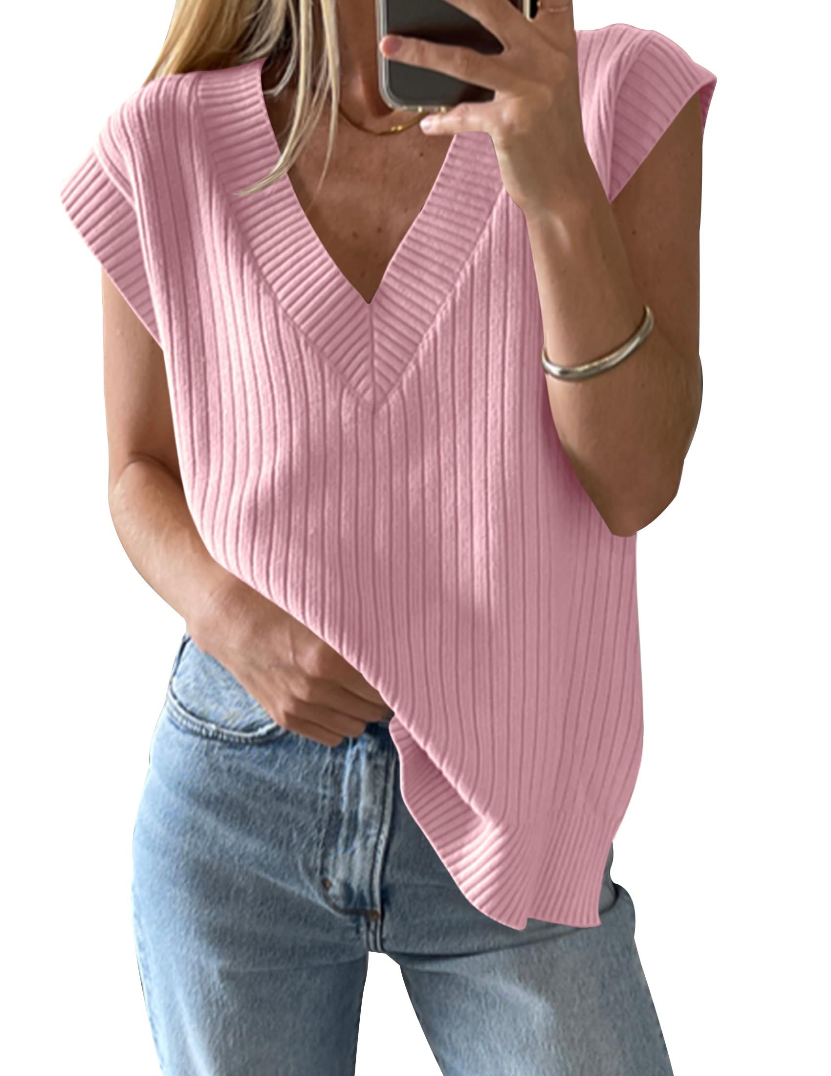 Chaleco de verano para mujer con refinado acabado acanalado 6