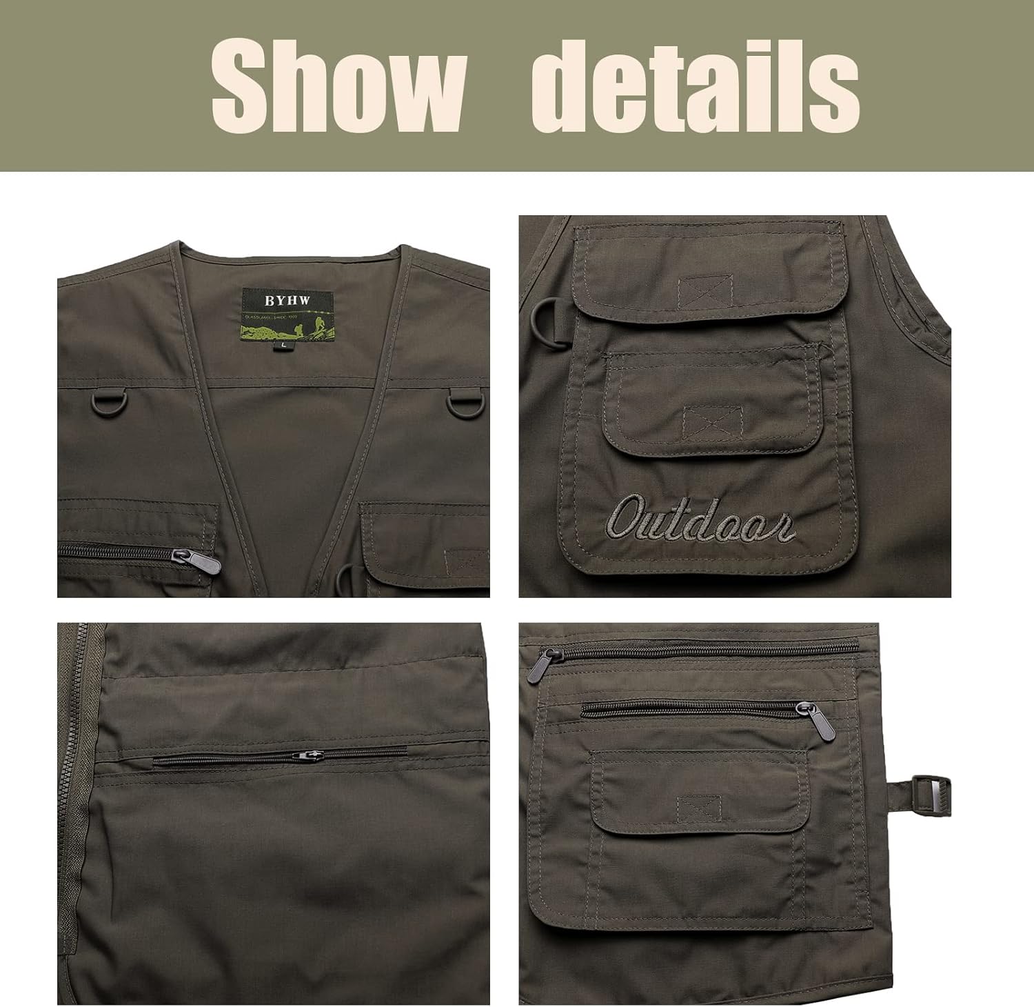 Men's Quick Dry Fishing Vest Waistcoat Outdoor Gilet Breathable Photography Hunting Jacket Sleeveless Multi-Pockets