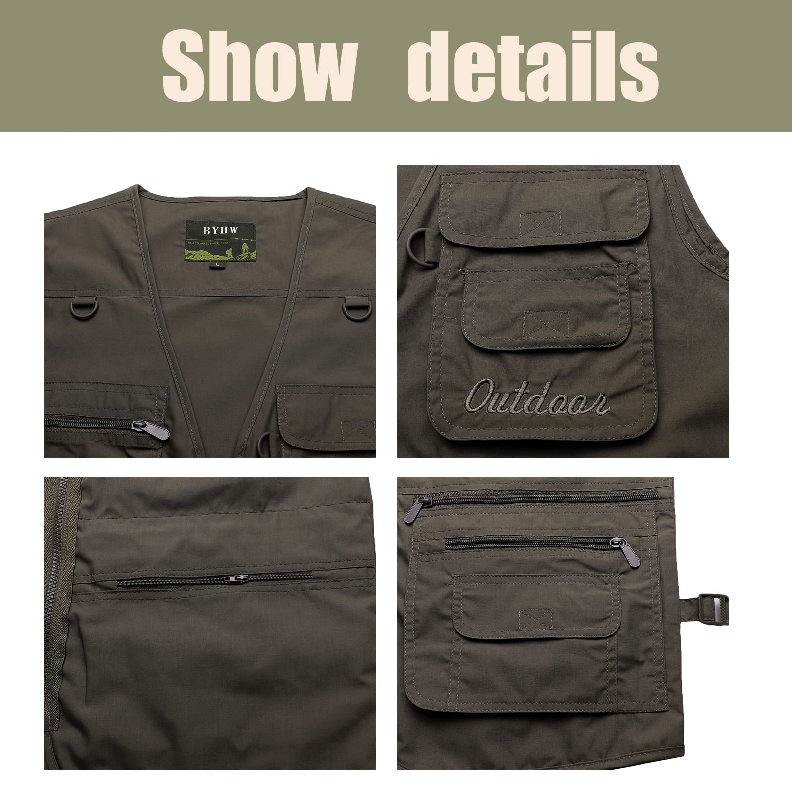 Herren Outdoor Freizeit Weste Atmungsaktiv Funktionale Arbeitsweste Leicht Fotografie Reporterwesten Camping Wandern Ärmellos Jacke mit Vielen Taschen
