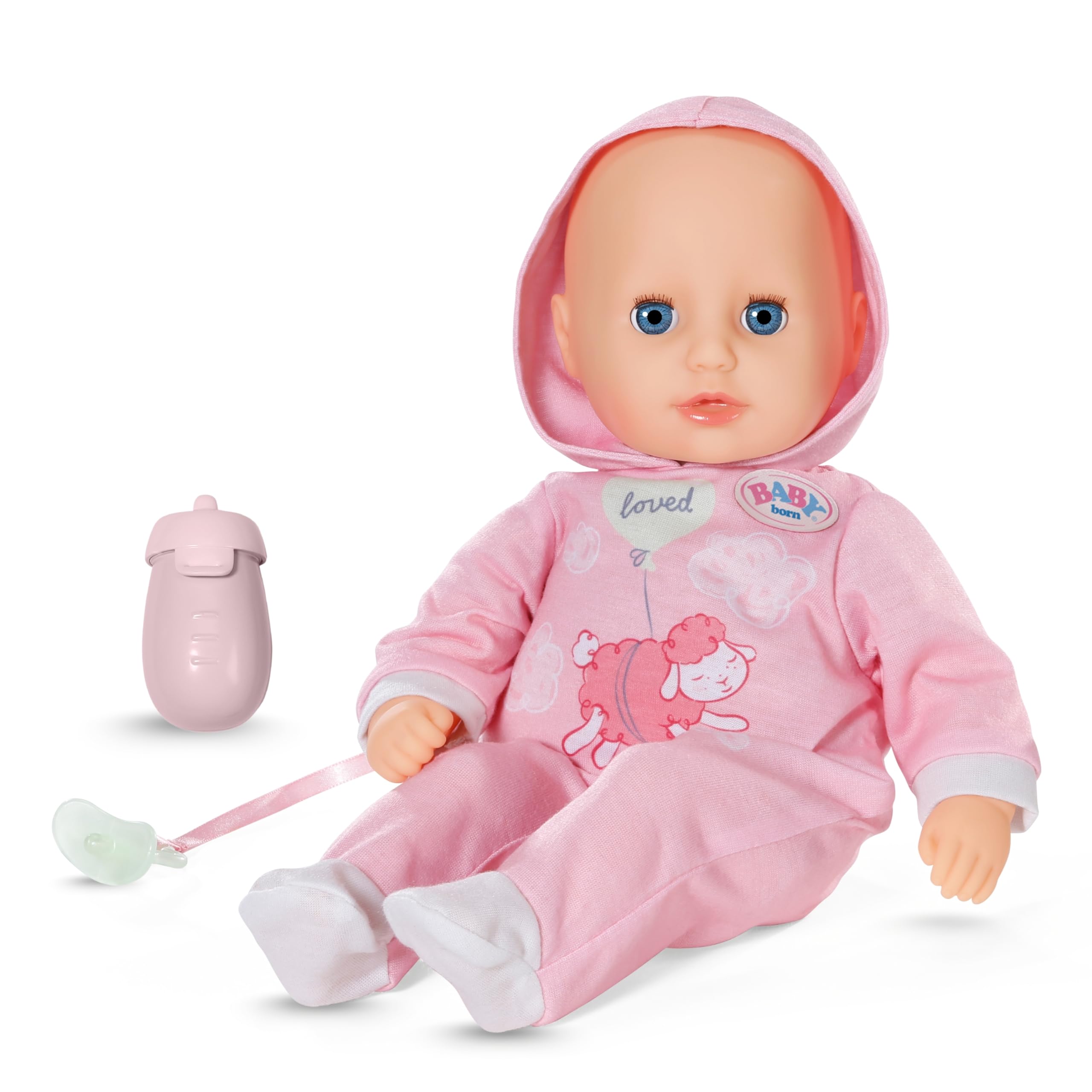 BABY Born Hannah Spiel mit Mir - Babypuppe mit 5 Funktionen - Weicher Stoffkörper inkl. Accessoires - 36cm große Puppe - Funktioniert mit Batterien - Geeignet für Kinder ab 1 Jahr