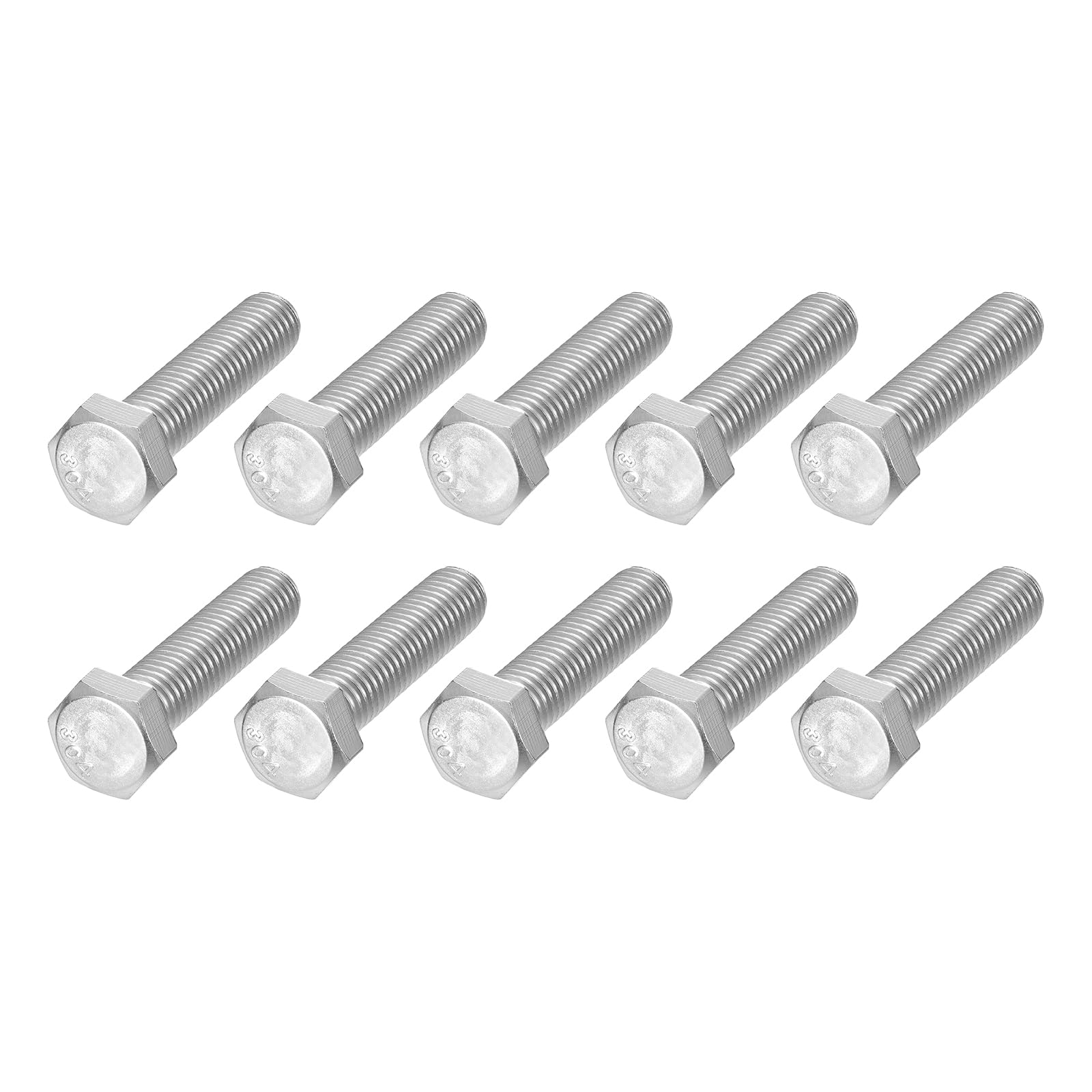 METALLIXITY Hex Head Bolts (1/2-13 x 2-1/2") 25Pcs, 304 Stainless Steel 18-8, Fully Threaded, External Hex Drive
