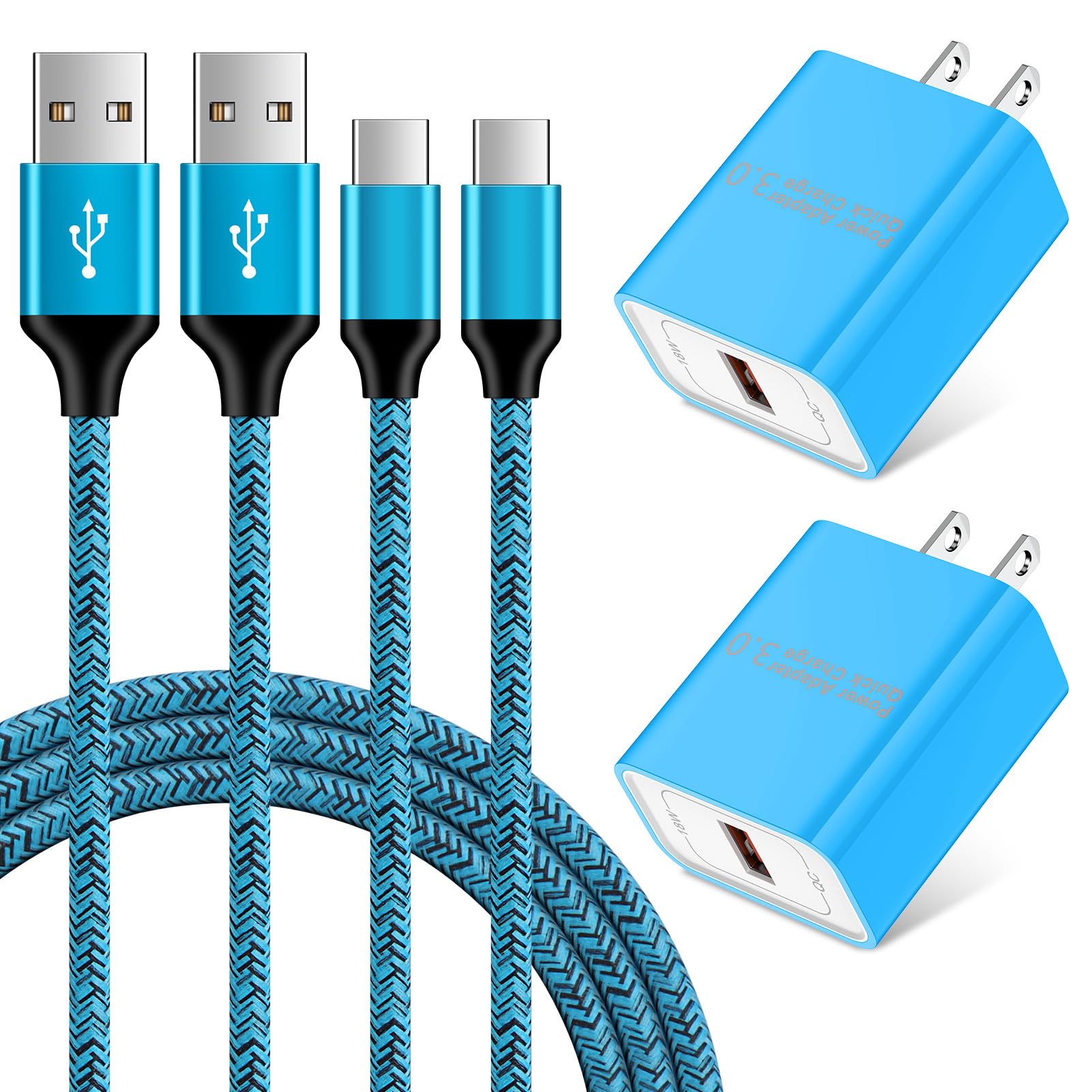 Quick Charge 3.0 Adaptive Fast Charger Block+Android C Charger Cable Fast Charging for Samsung Galaxy S26/S25/S24/S23 Ultra/S22/S21 FE/S20/A17/A56/A36