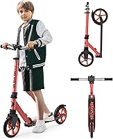 Vista 8 de Kick Scooter for Ages 6+,Kid, Teens & Adults. Max Load 240 LBS. Foldable, Lightweight, 8IN Big Wheels for Kids, Teen and Adults, 4 Adjustable Naranja