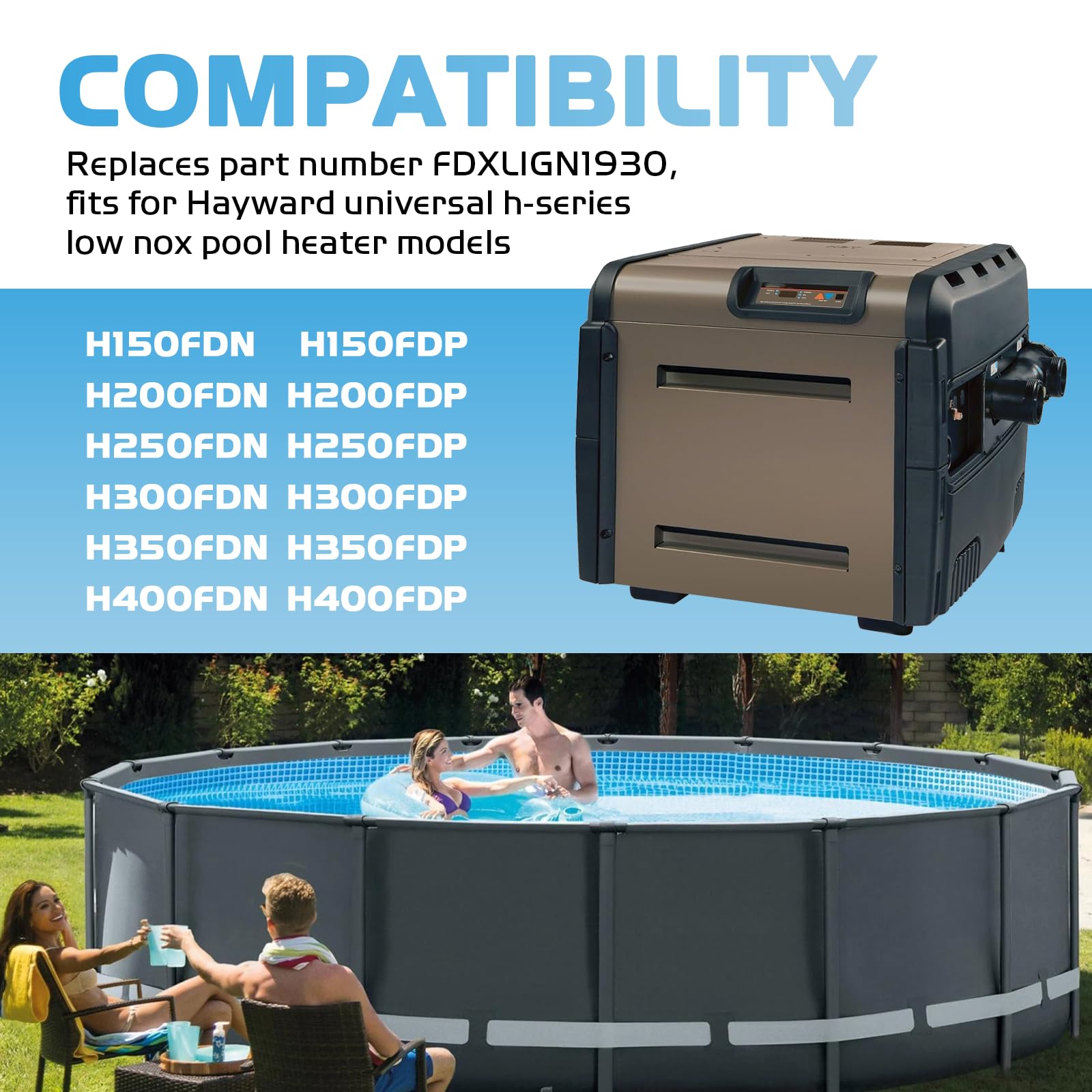 FDXLIGN1930 FD - Kit de repuesto de encendedor para calentador de piscina Hayward Universal serie H de bajo Nox, calentador de piscina, sensor de llama