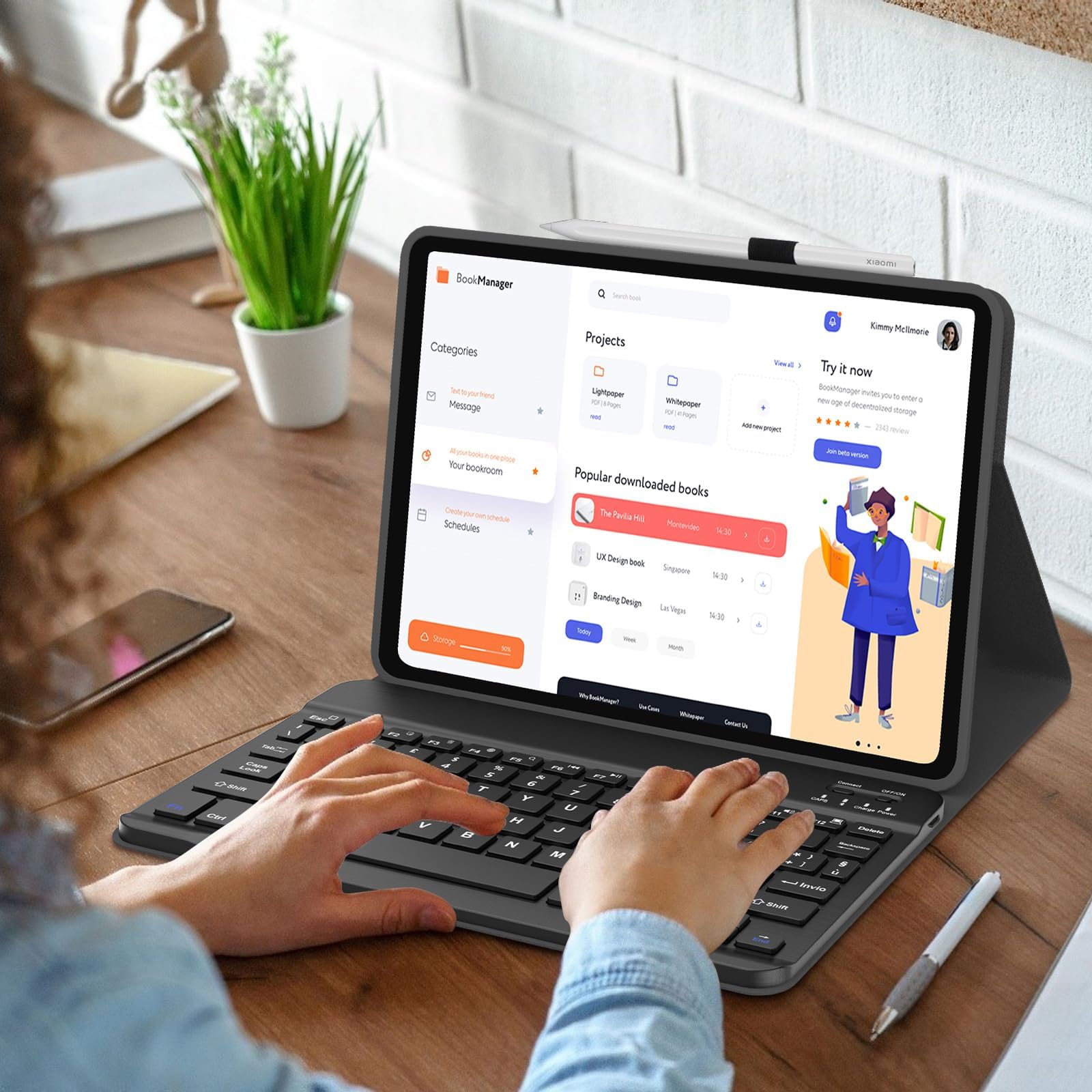 IVEOPPE Tastiera Xiaomi Redmi Pad SE, Xiaomi Redmi Pad SE Cover con Tastiera, Custodia Tastiera Italiano Bluetooth Magnetica Staccabile per Tablet Xiaomi Redmi Pad SE 11 pollici 2023, Nero