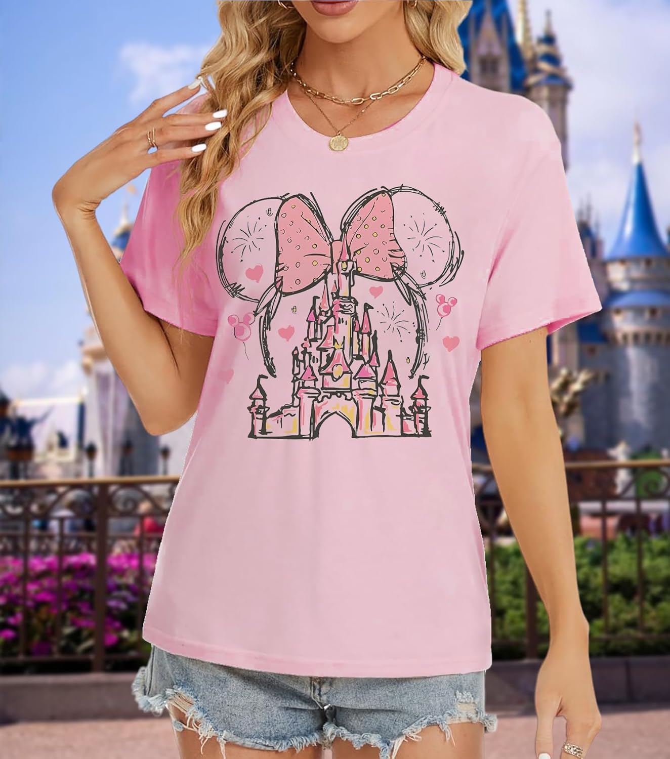 Magical Shirt for Women Castle Graphic Tee Magic Kingdom T Shirt Cute Holiday Vacation Shirt Short Sleeve Casual Tops - Image 4