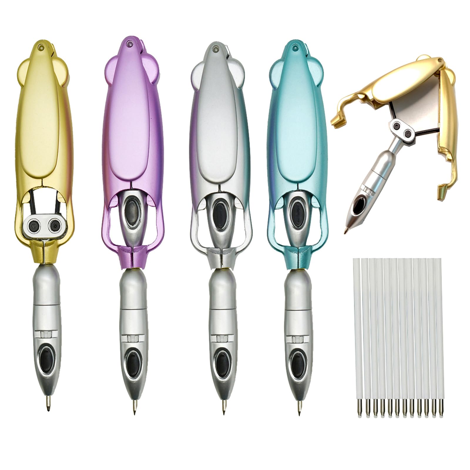 Lopenle 12PCS Novelty Transforming Pen Cool Robotic Shape Pen With 24 pieces Refills Click Bounce Decopression Pens for School Office Party Birth Day