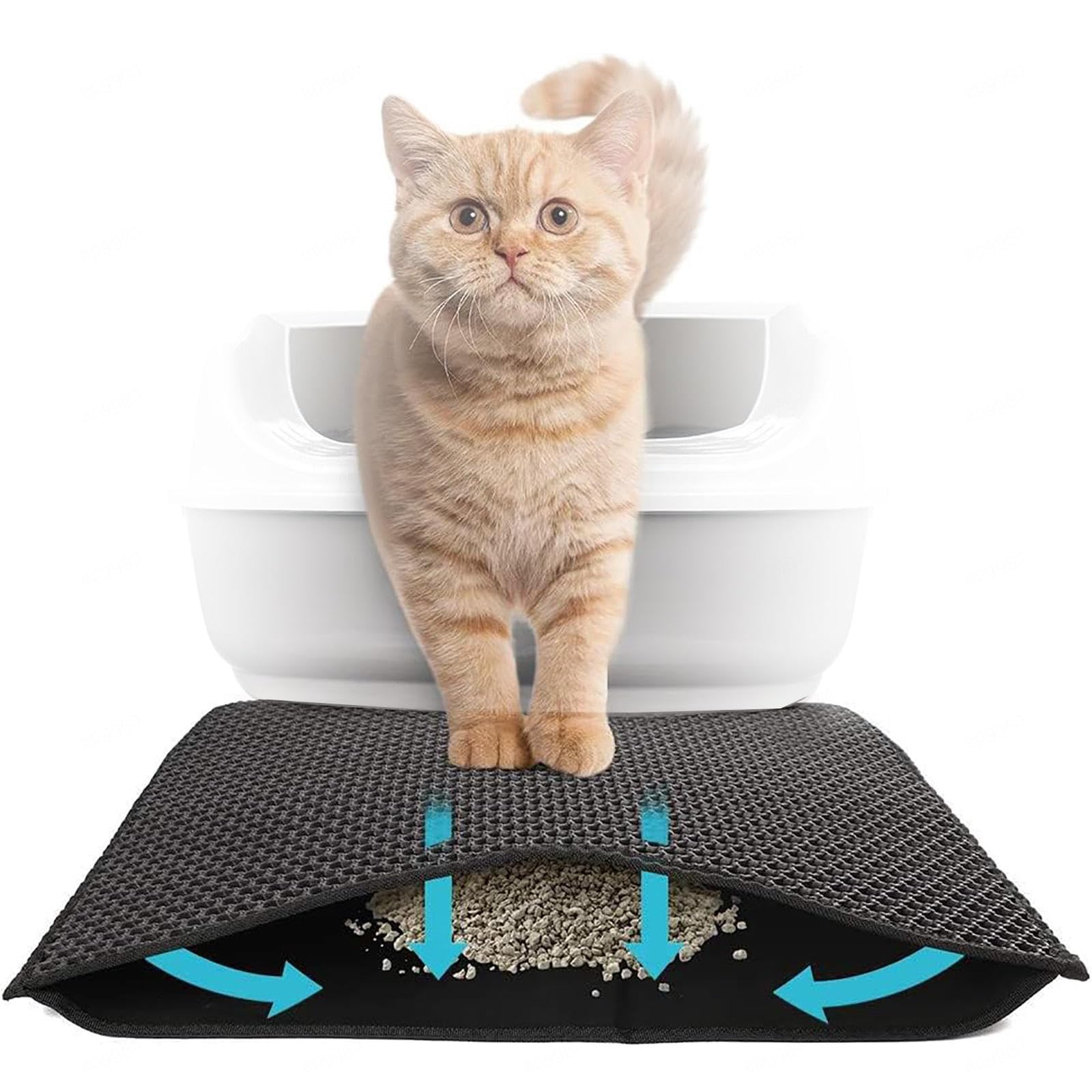 Alfombra Gatos Arenero Esterilla Para Arena De Gato, Doble Capa, Con Diseño De Panal Antideslizante Impermeable Y Antiorina Accesorio Para Gatos 60 X 90 Cm Rosa 97209592 Arena Gatos