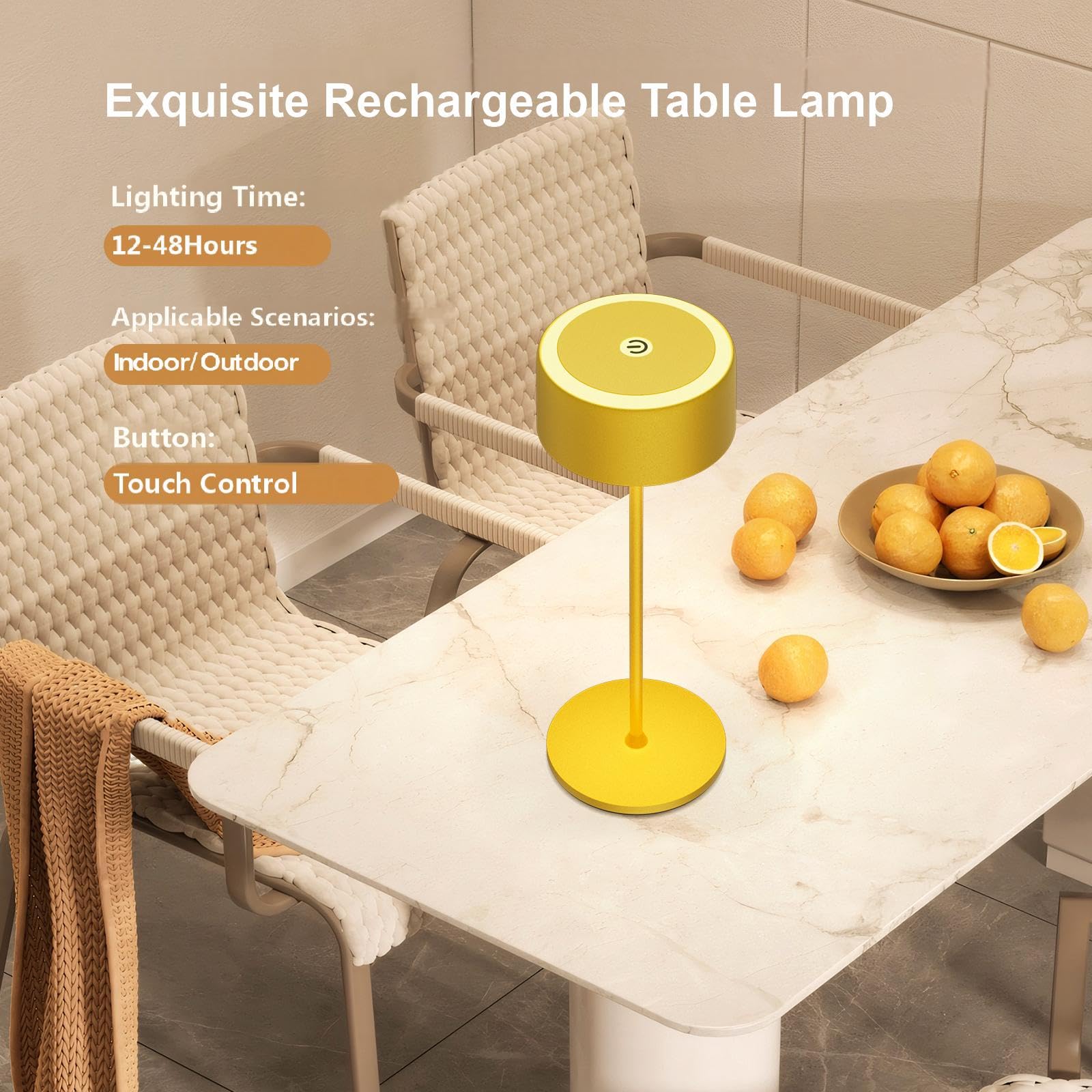 TYEE Rechargeable Cordless Table Lamp, Portable Dimmable LED Desk Light 3000-6000K - Image 4