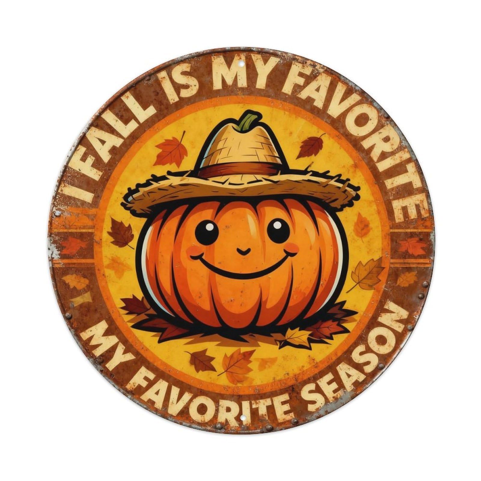 Vintage Fall Pumpkin Metal Tin Sign Plaque
