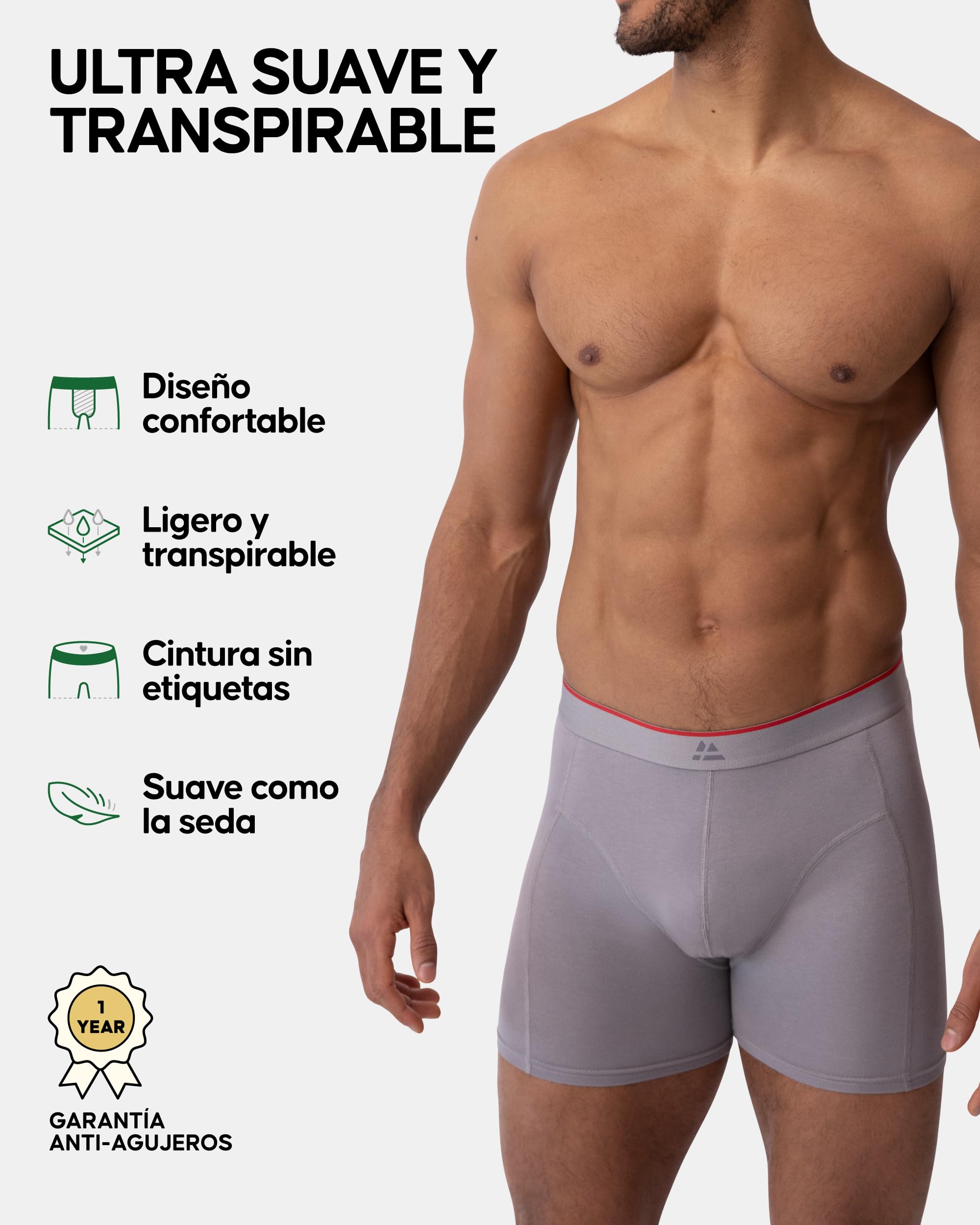 DANISH ENDURANCE Calzoncillos Hombre Boxer de Bambu, con o Sin Bragueta, Suaves y Elásticos, 6 Pack, MC (2X Negro, 2X Gris, 2X Blanco), S