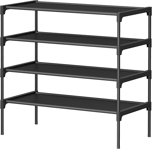 SONGMICS Zapatero, organizador de almacenamiento de zapatos de 4 niveles, ahorro de espacio, 11.6 x 24.5 x 27.7 pulgadas, entrada, marco de metal,