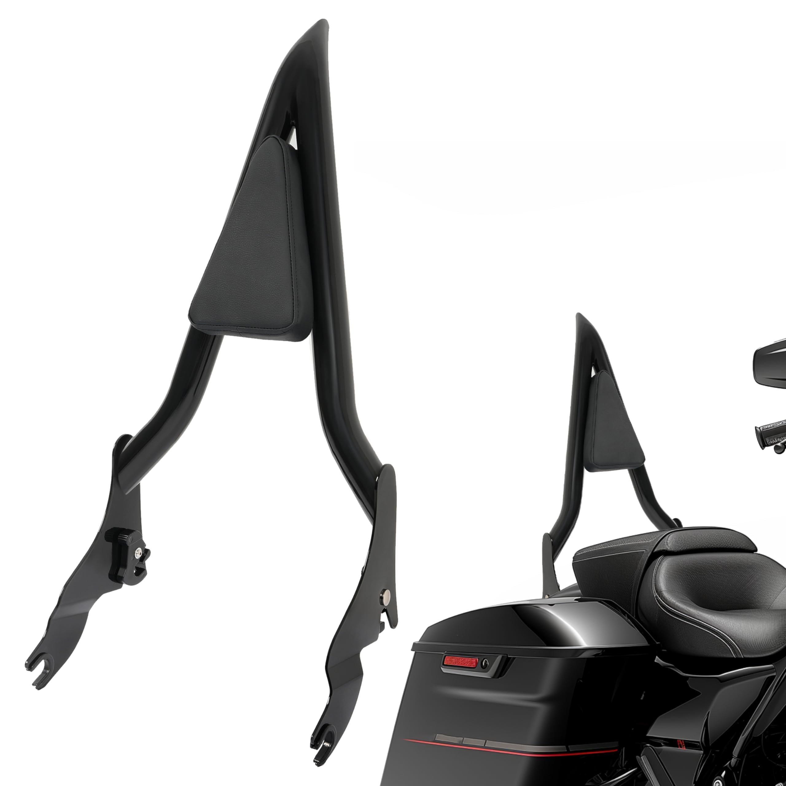 Detachable Backrest Sissy Bar Compatible with 2009-2024 Harley Touring Models Street Road Electra Glide Road King CVO Ultra Limited Low Back Rest Luggage Rack (22 Inches Black)