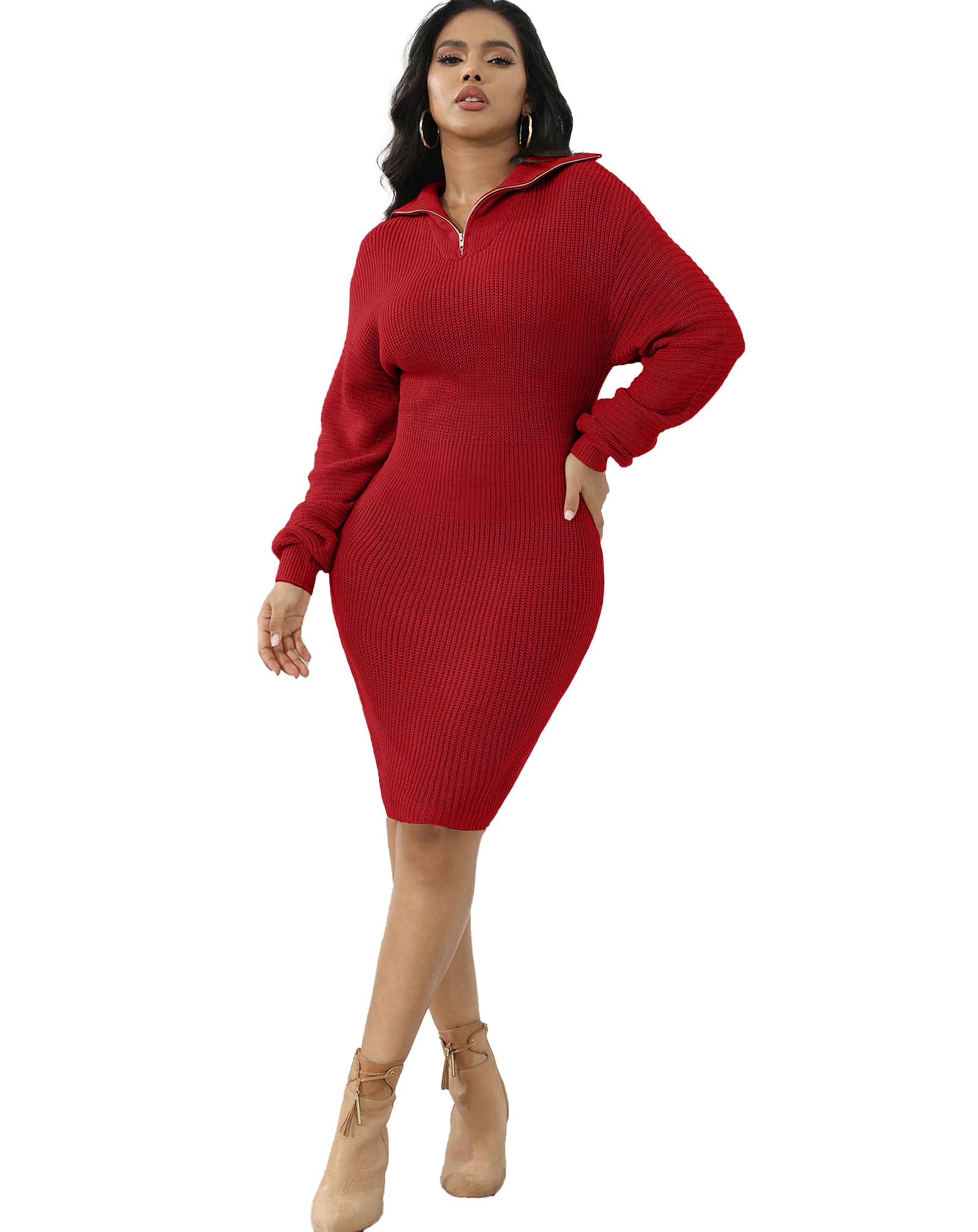 IyMoo Womens 2025 V Neck Ribbed Long Sleeve Bodycon Pullover Cute Mini Sweater Dress