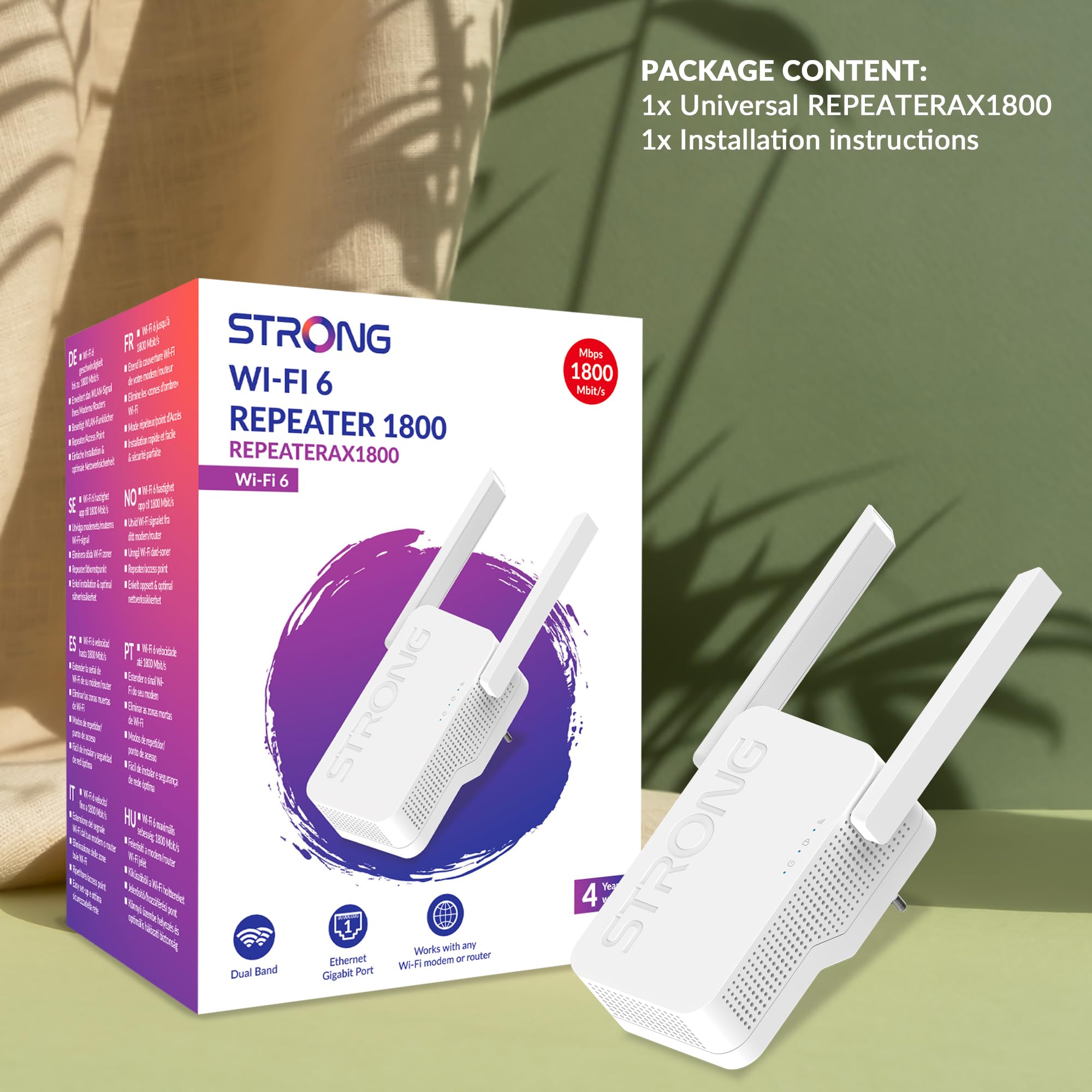 STRONG Wzmacniacz Wi-Fi 6 AX1800 – wzmacniacz sygnału, maksymalna prędkość i zasięg